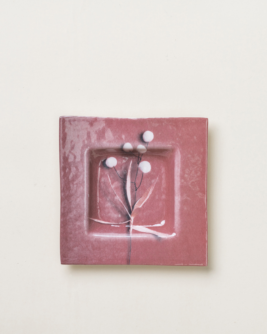 Grass Square Plate - Pale Plum & White