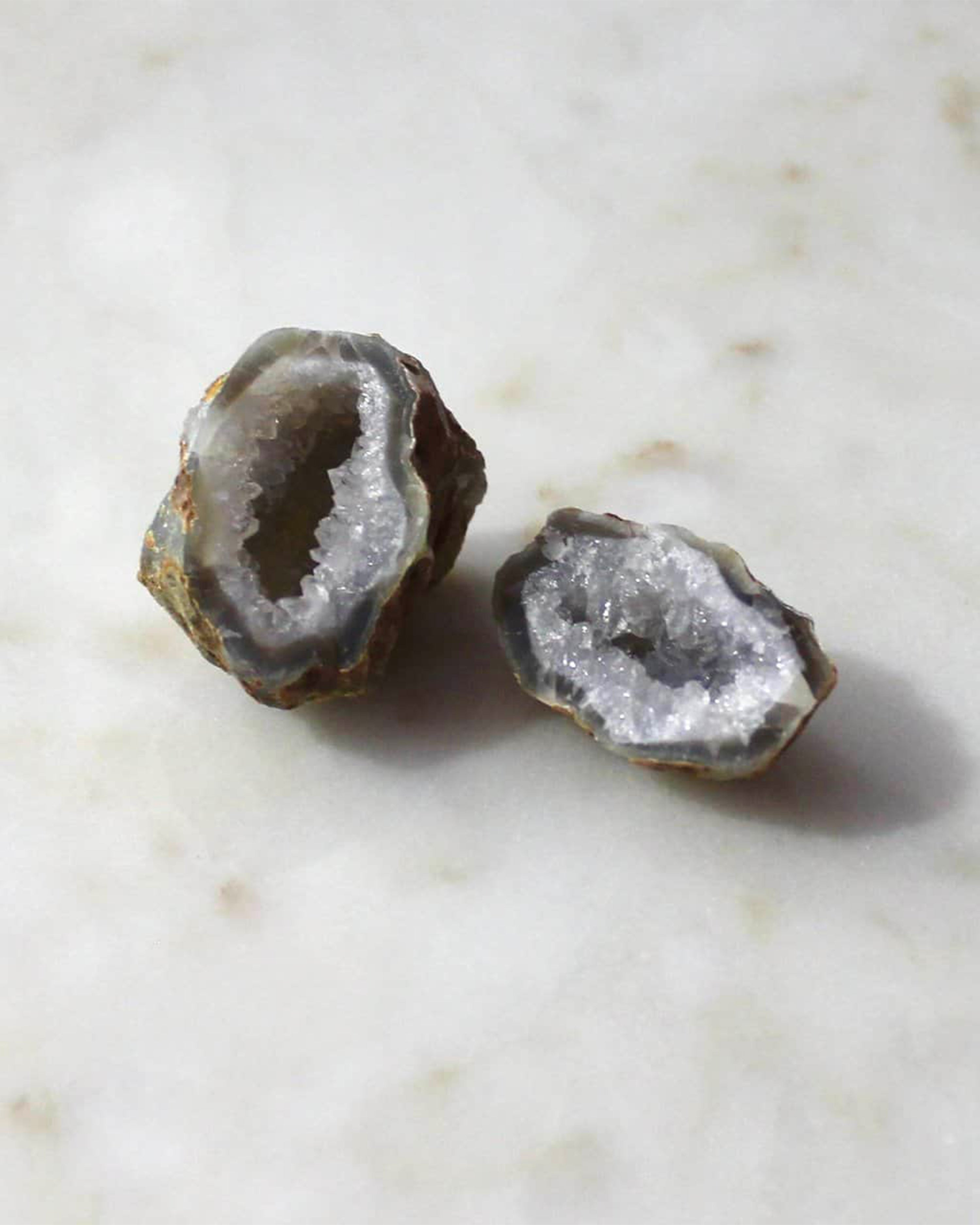 2 Set Natural Clear Quartz Geode