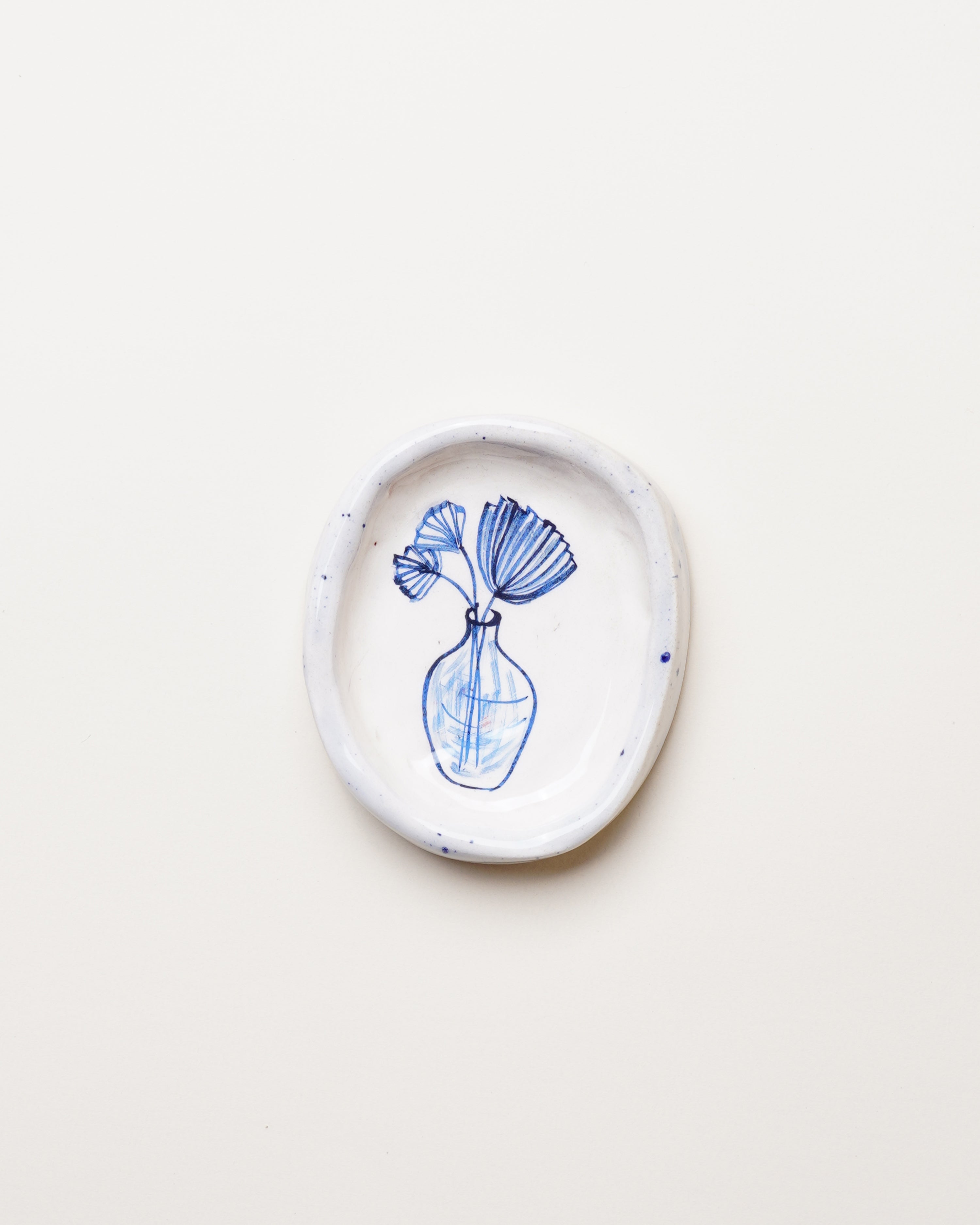 XS Dish with Grey Trim & Blue Flowers