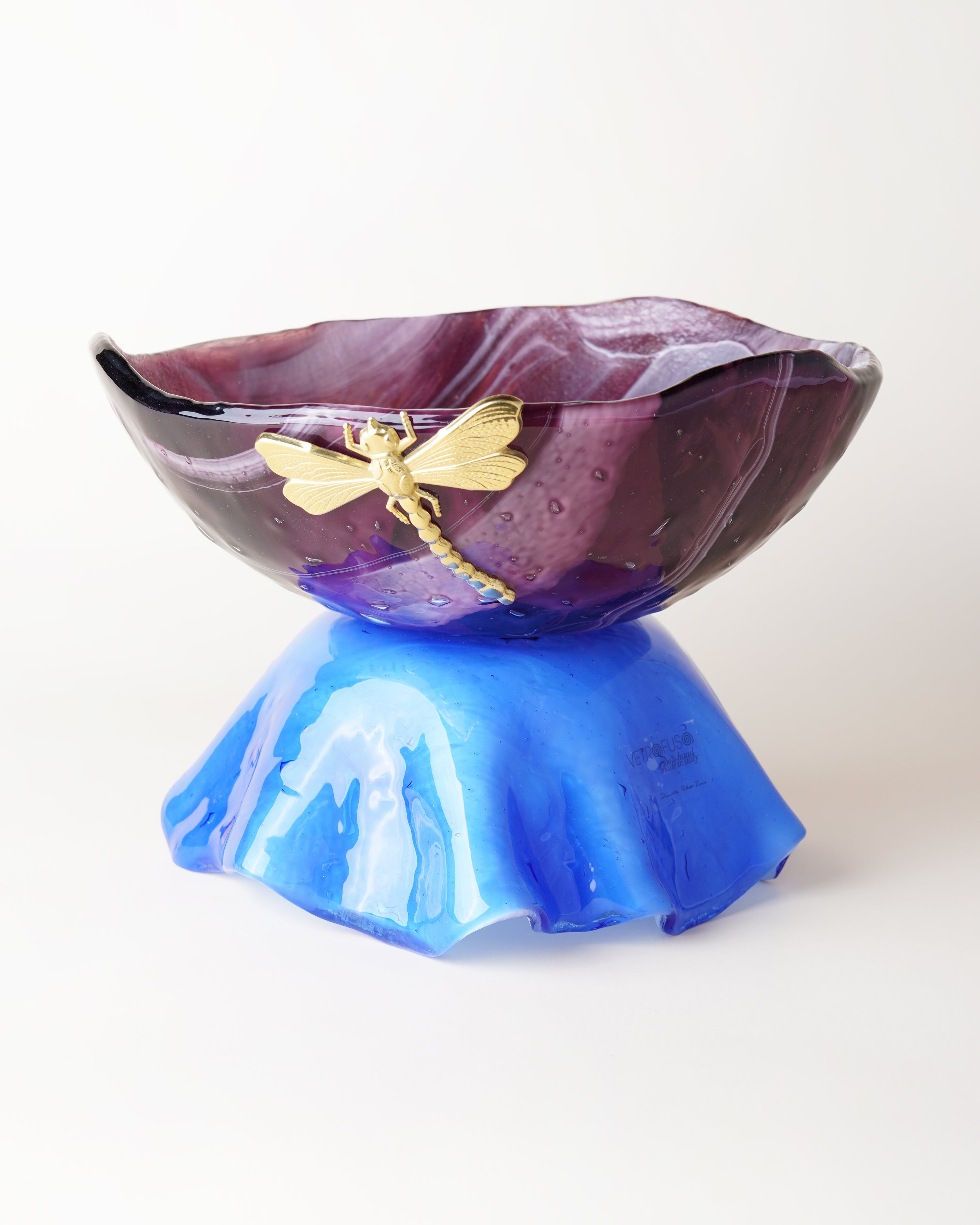 Alzata Bowl Marble Plum & Lavender/Dragonfly D27cm