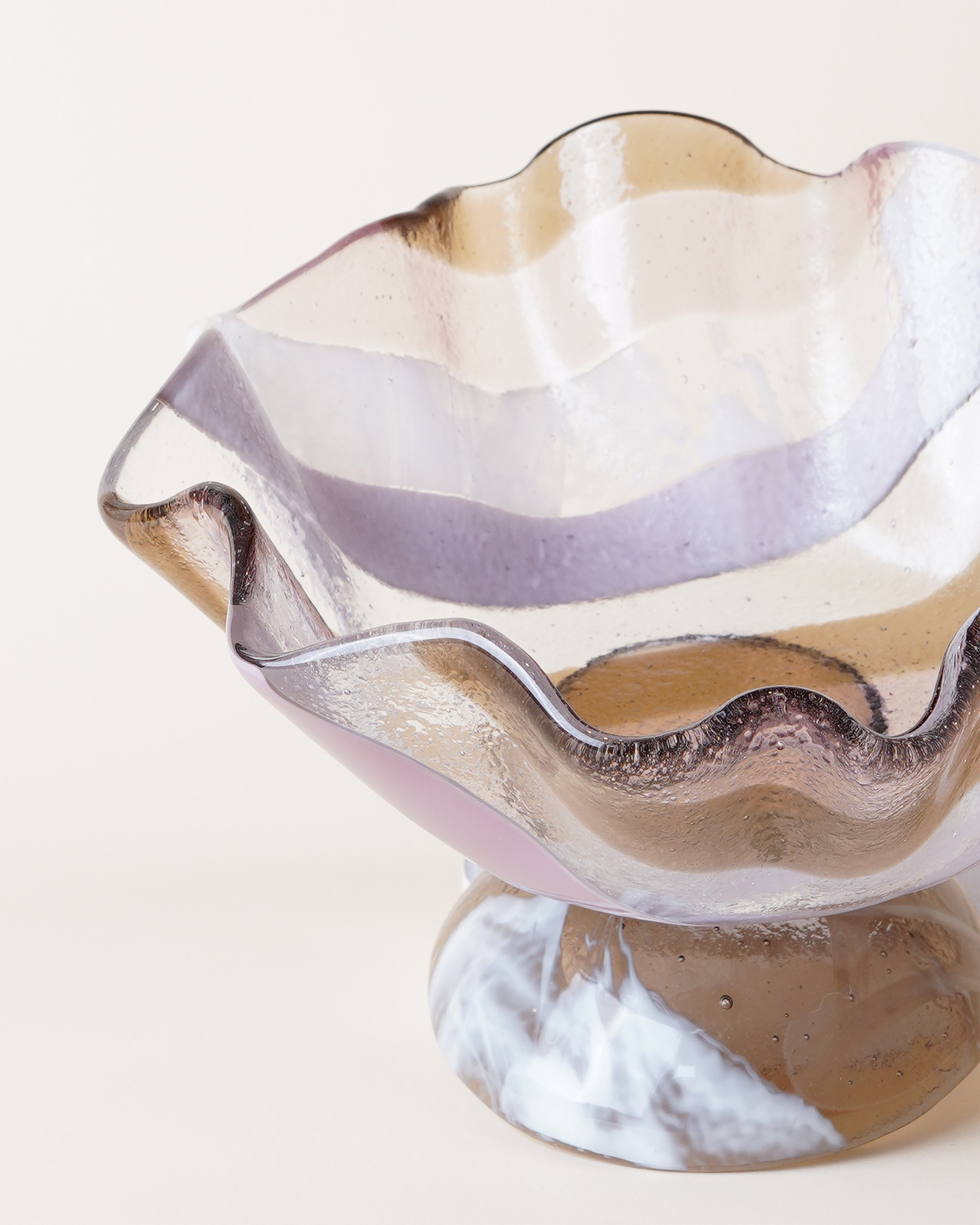 Alzata Bowl Striped Pink/Bronze & Bronze D22cm