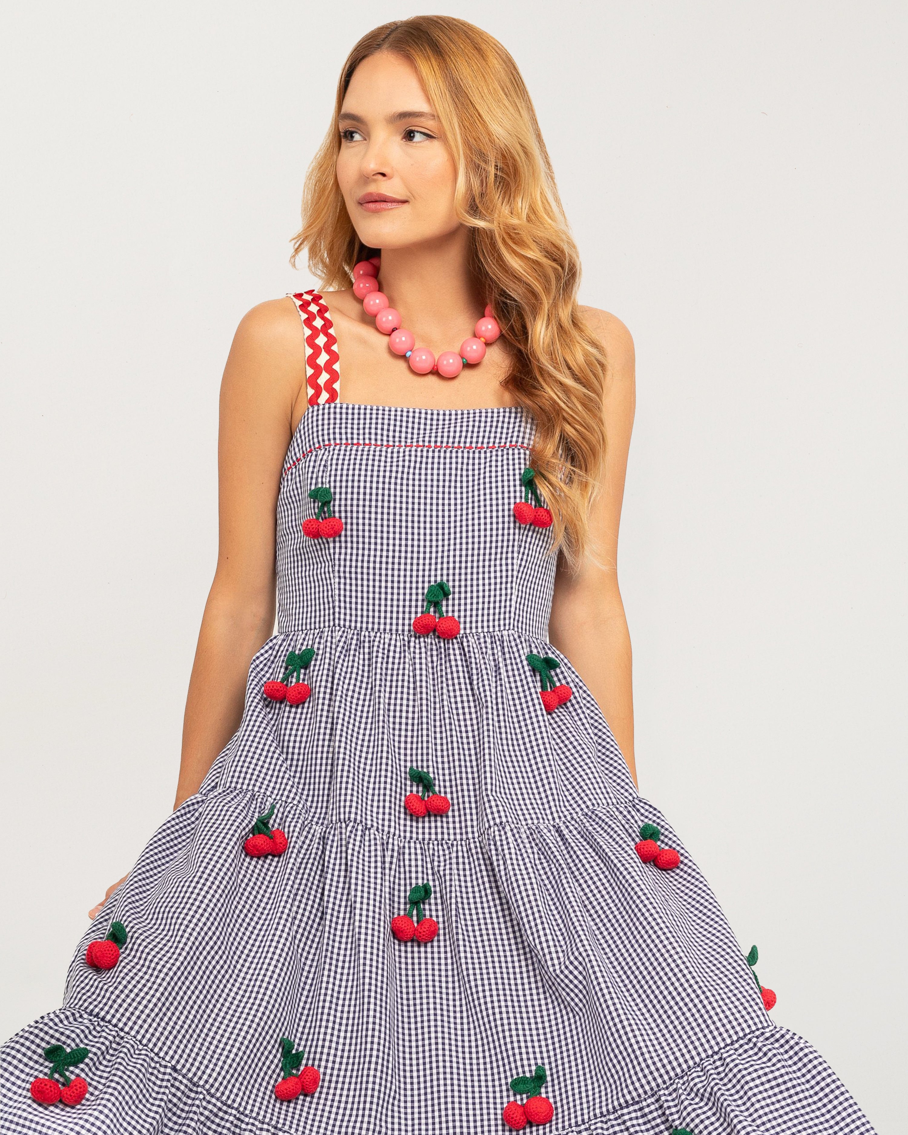 Amanda Cherry Dress Small Vichy