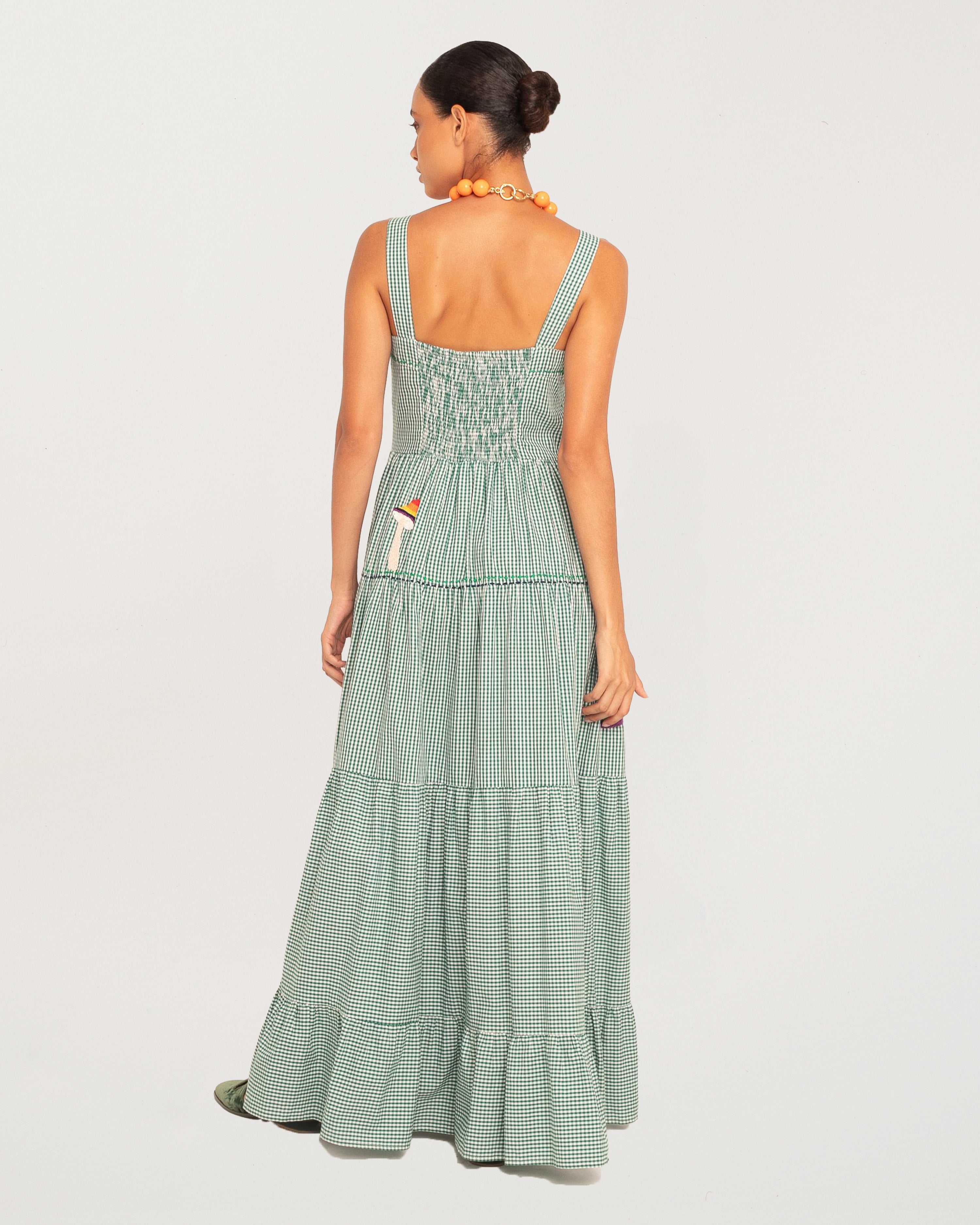Amanda Mushroom Trail Dress Green Vichy