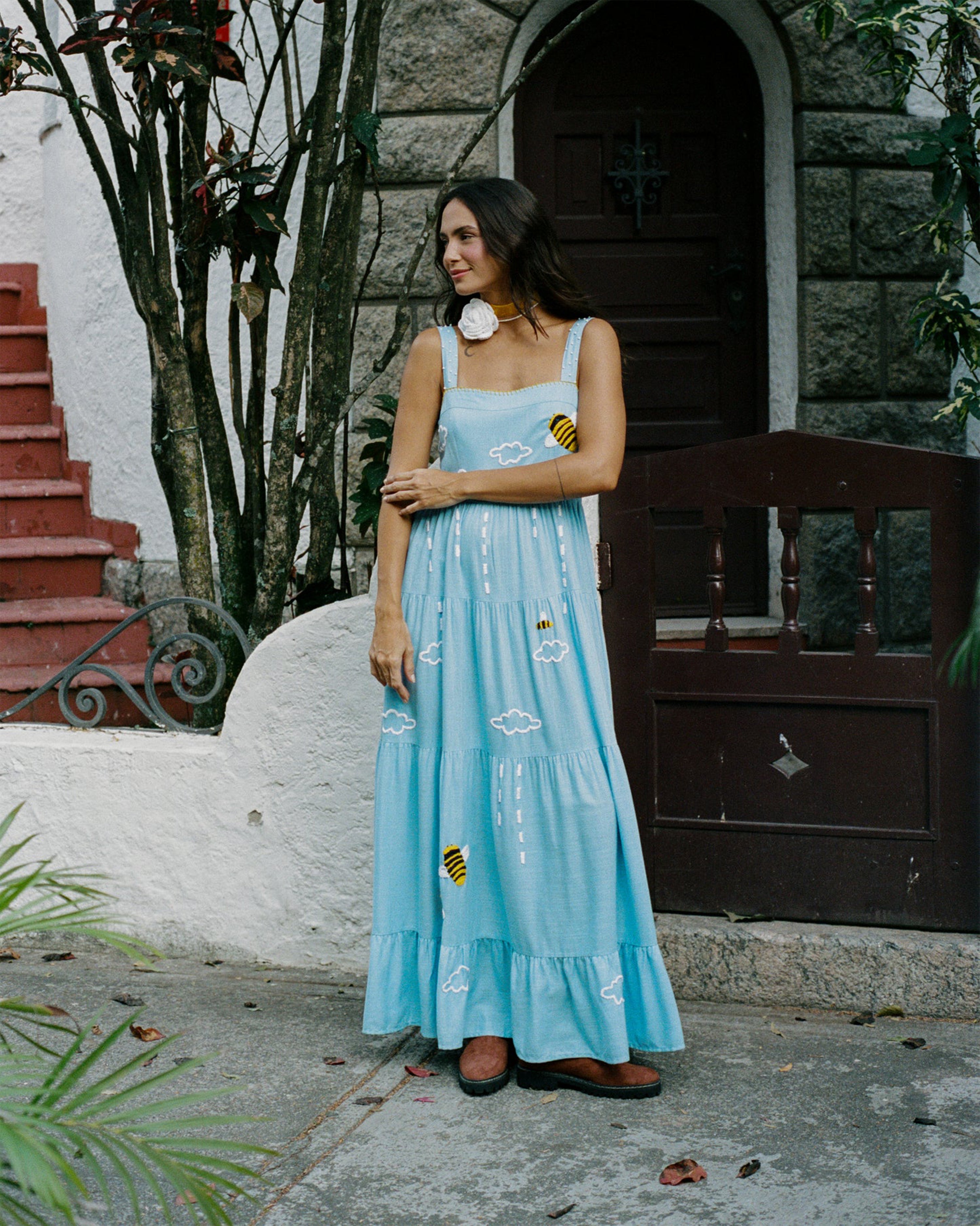 Amanda Whisper of the Bees Dress Light Blue