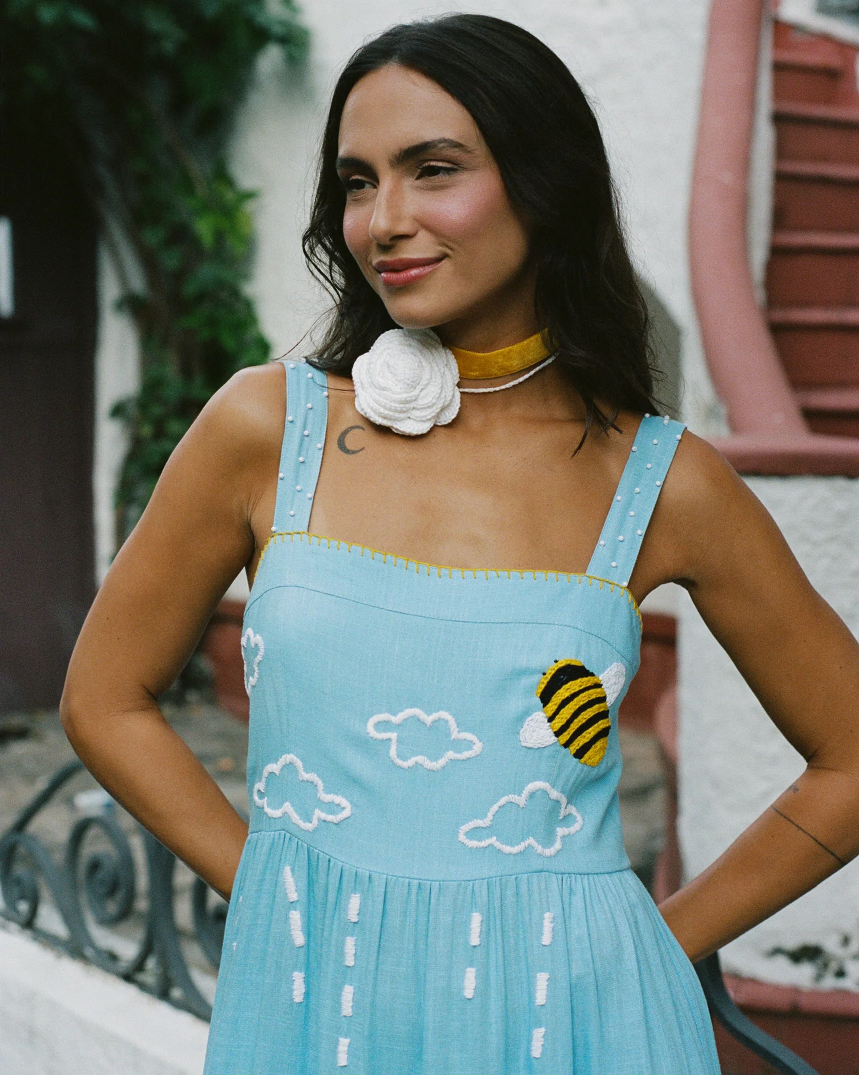 Amanda Whisper of the Bees Dress Light Blue
