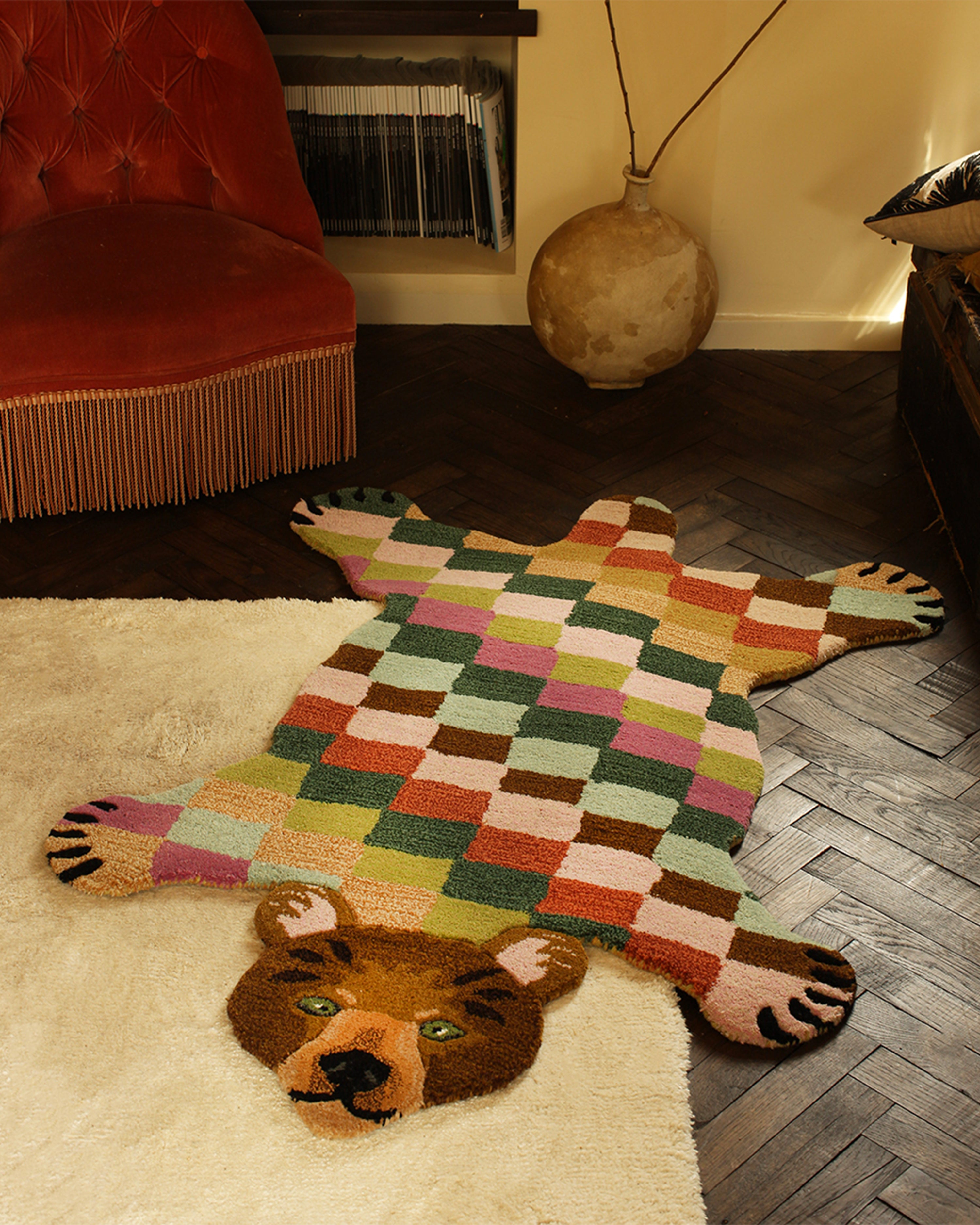 Archie Check Bear Rug Large