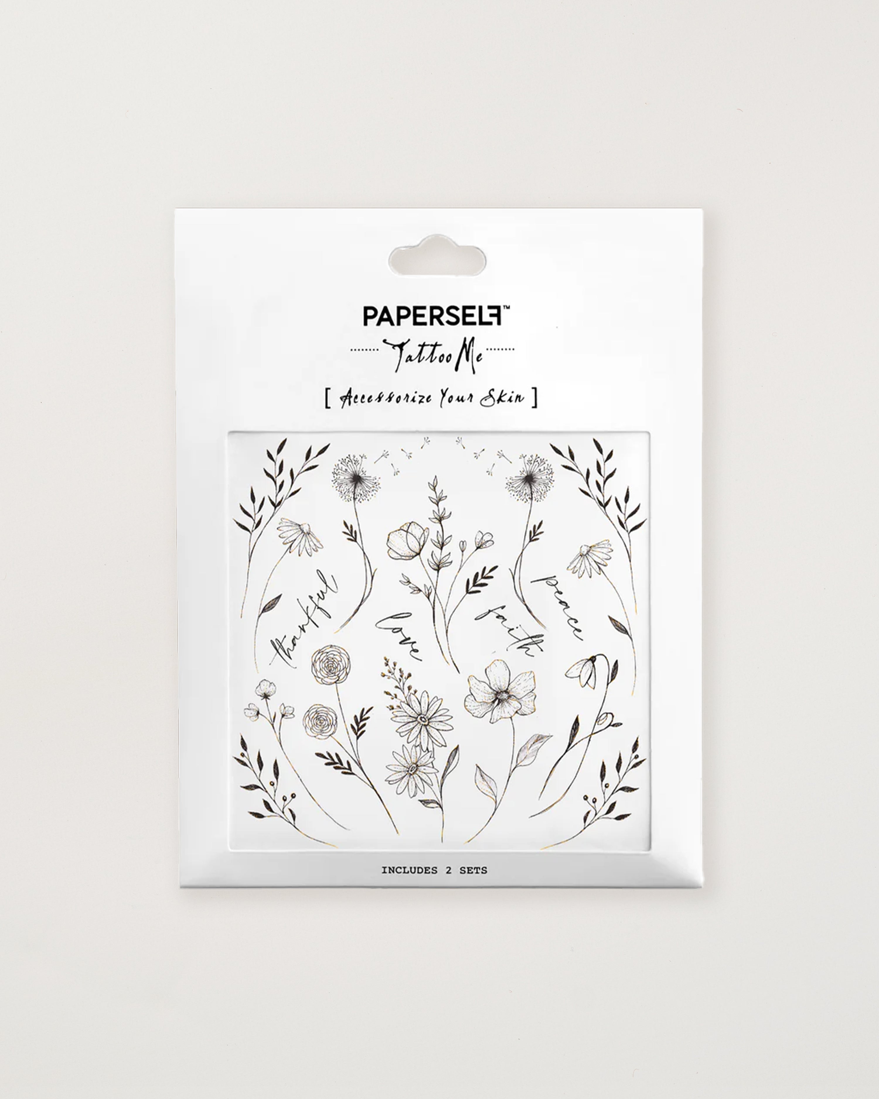 Black Flowers 2 Temporary Tattoos