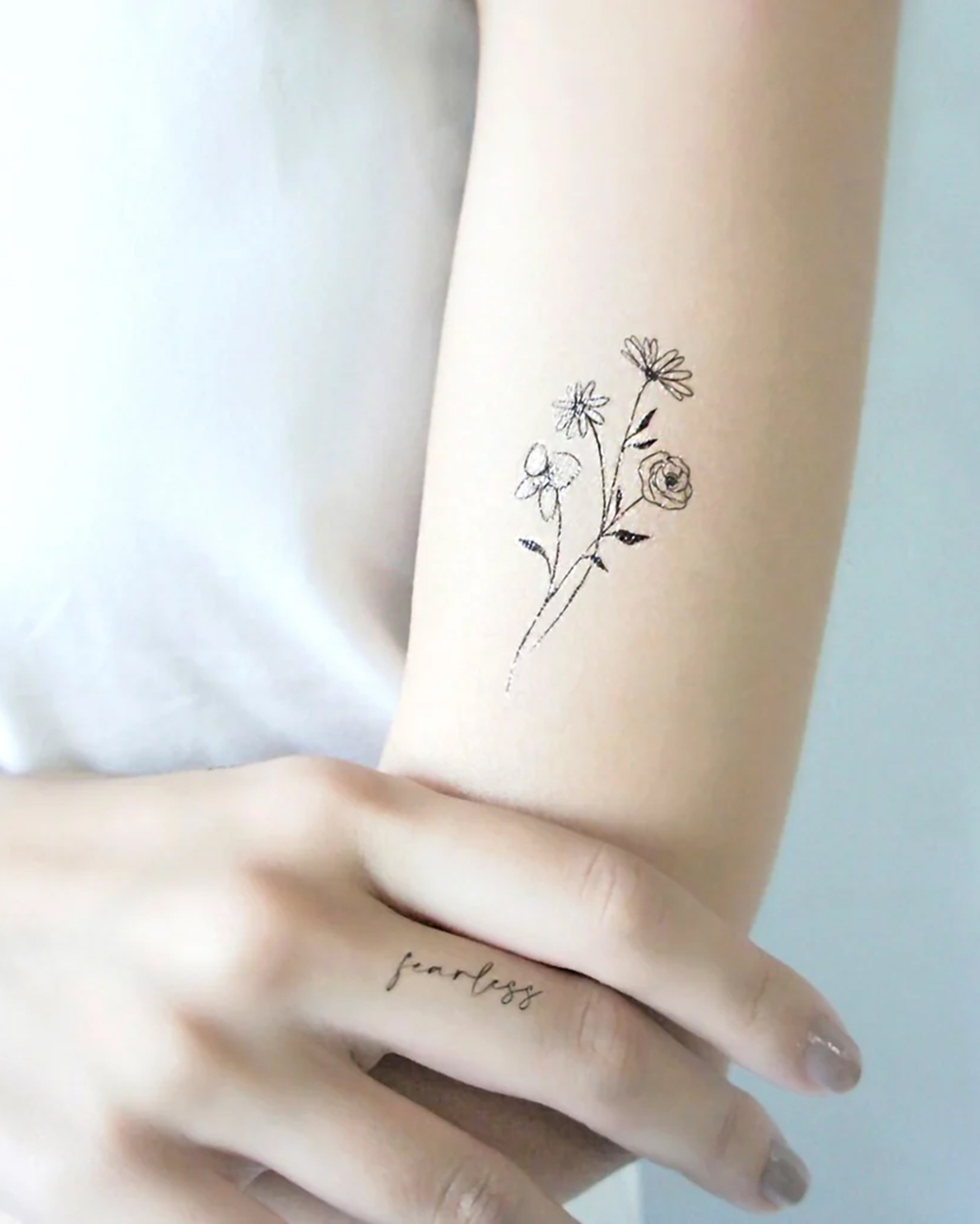 Black Flowers 2 Temporary Tattoos