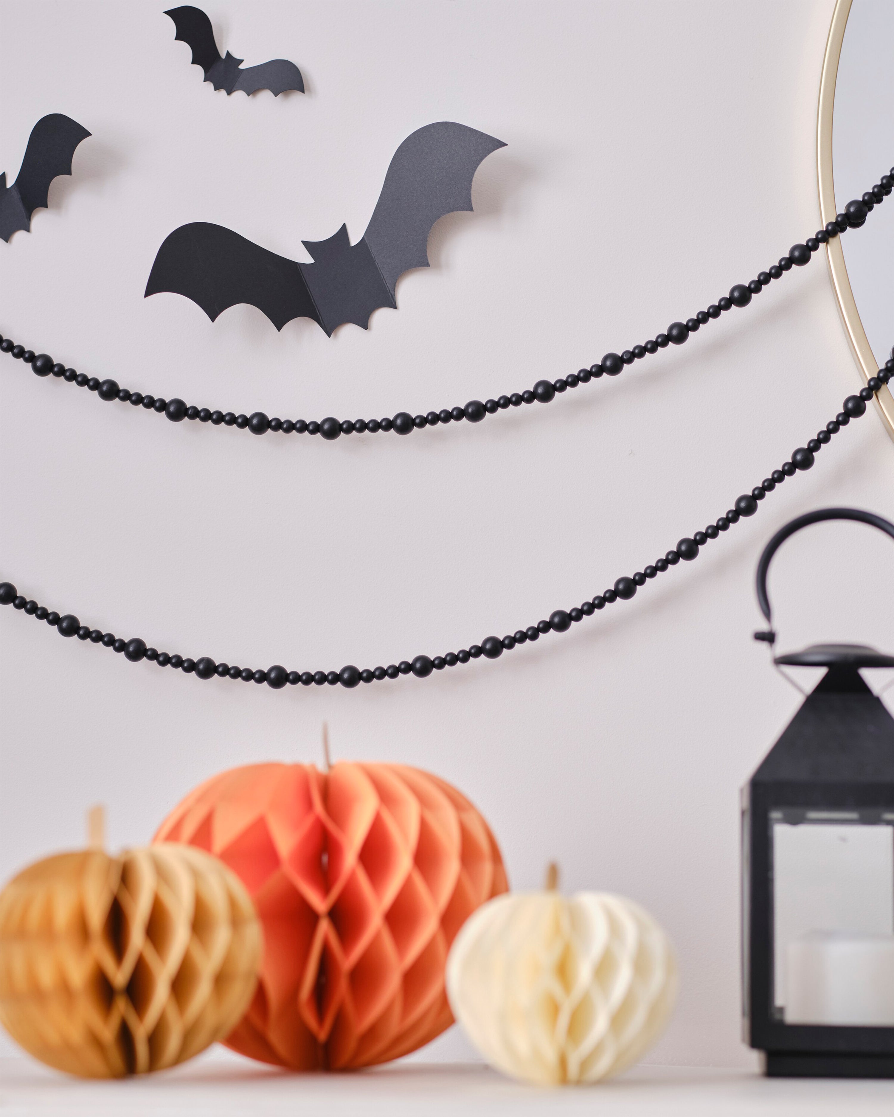 Black Wooden Bead Halloween Garland