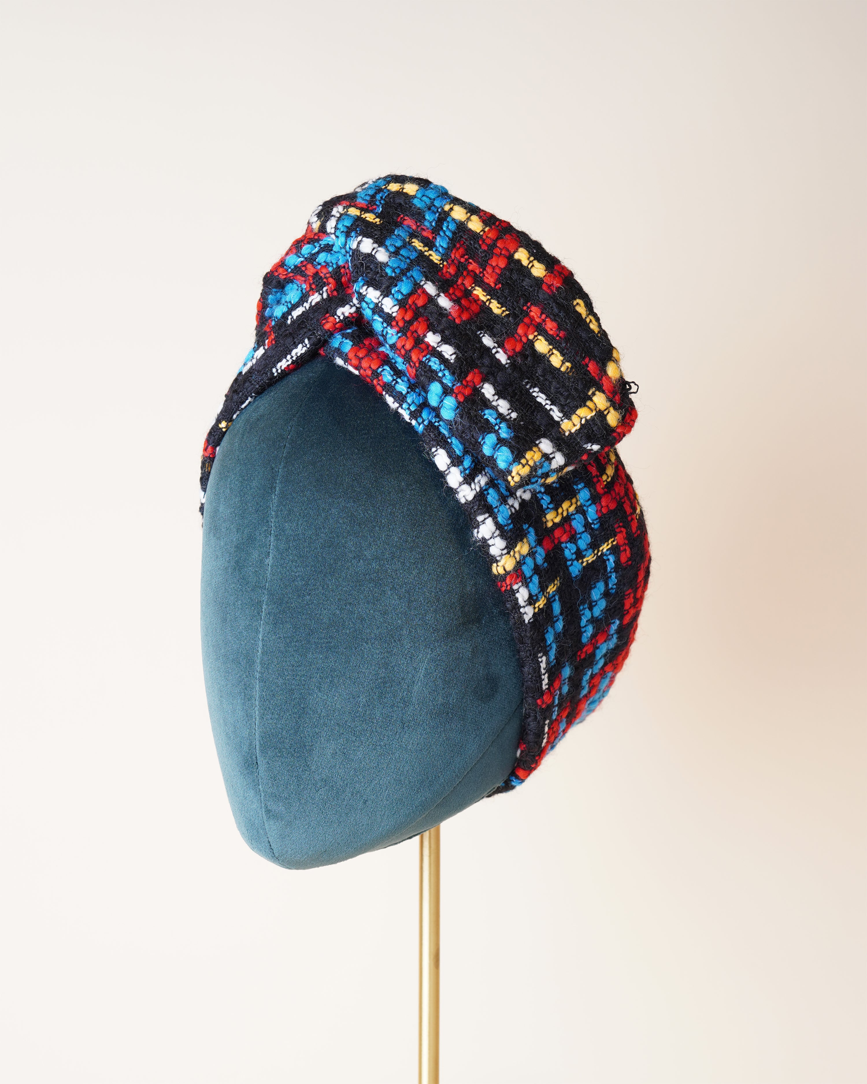 Black/Primary Colours Tweed Turban/M
