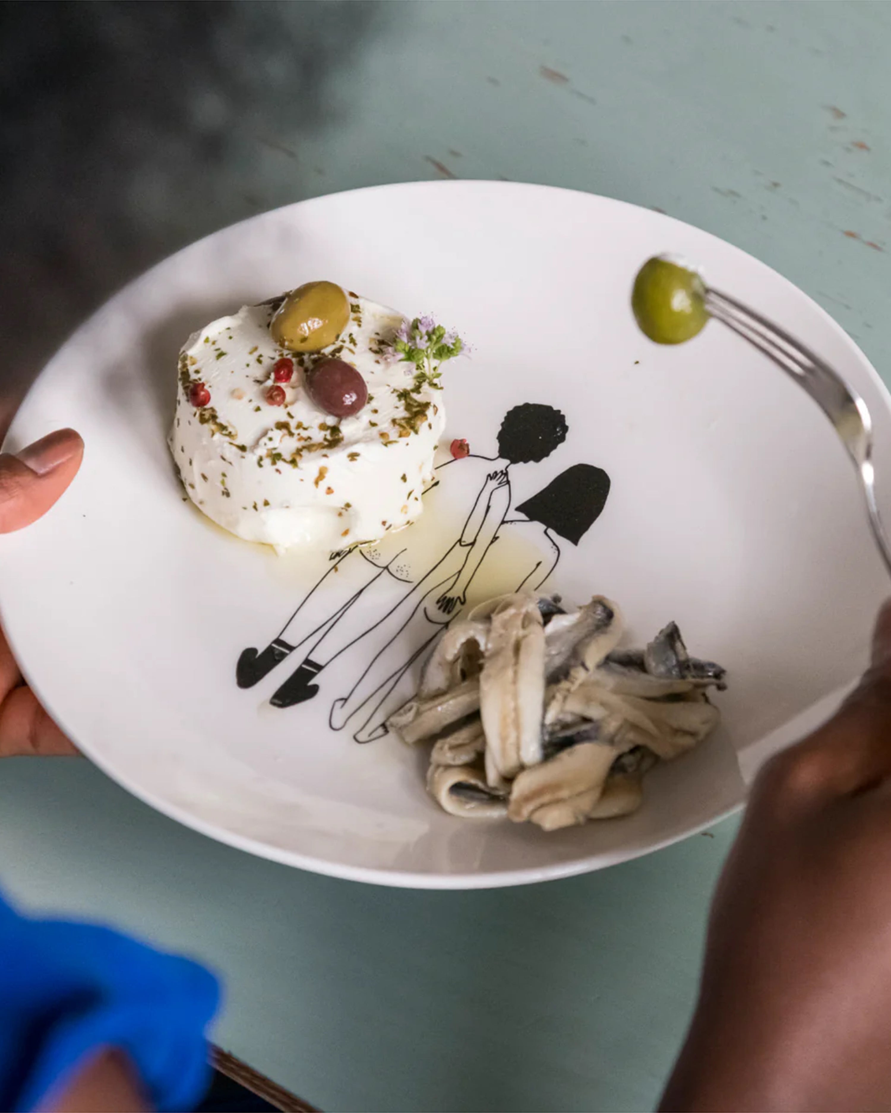 Breakfast Plate Naked Couple Back