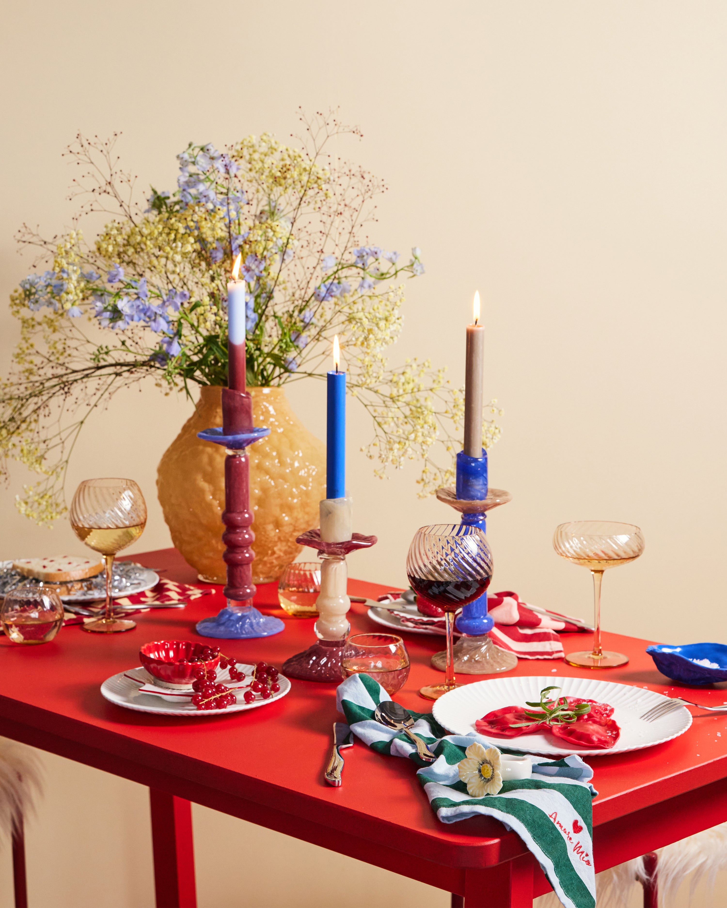 Candlestick Lara L Bordeaux/Blue