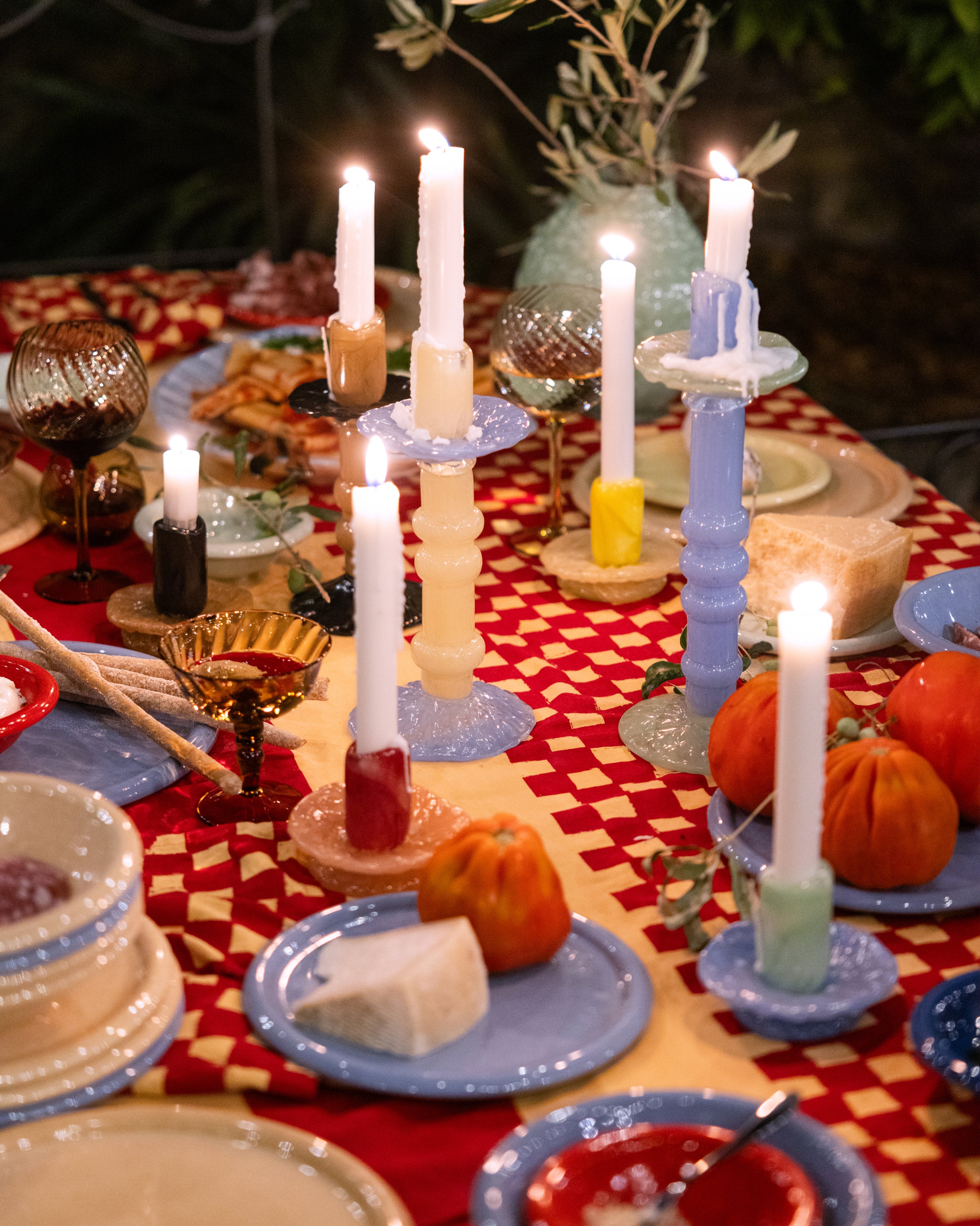 Candlestick Lara L Light Blue/Minty Green