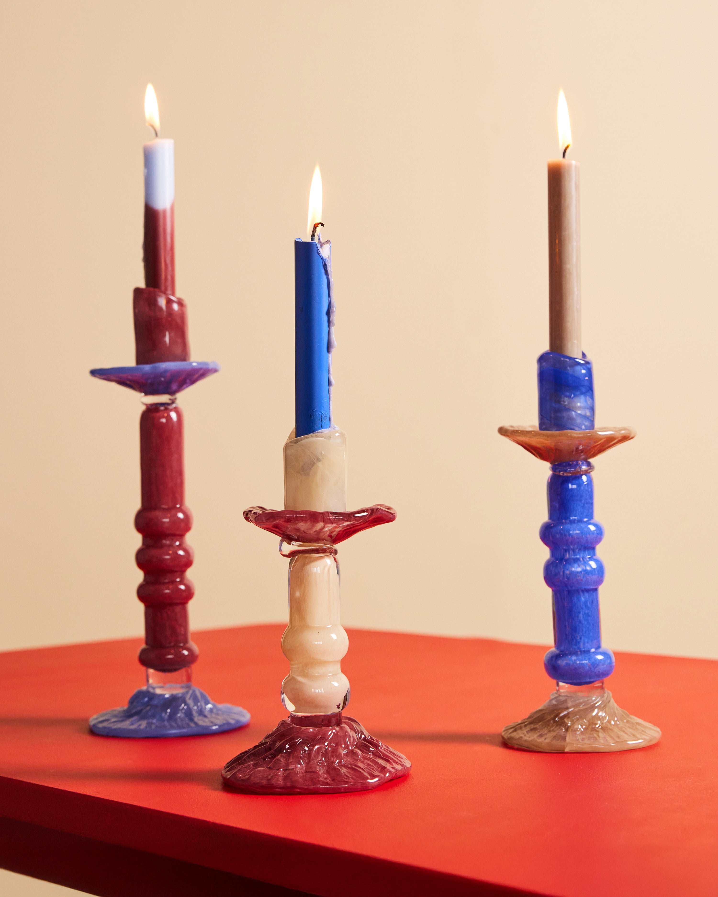 Candlestick Lara M Blue/Beige