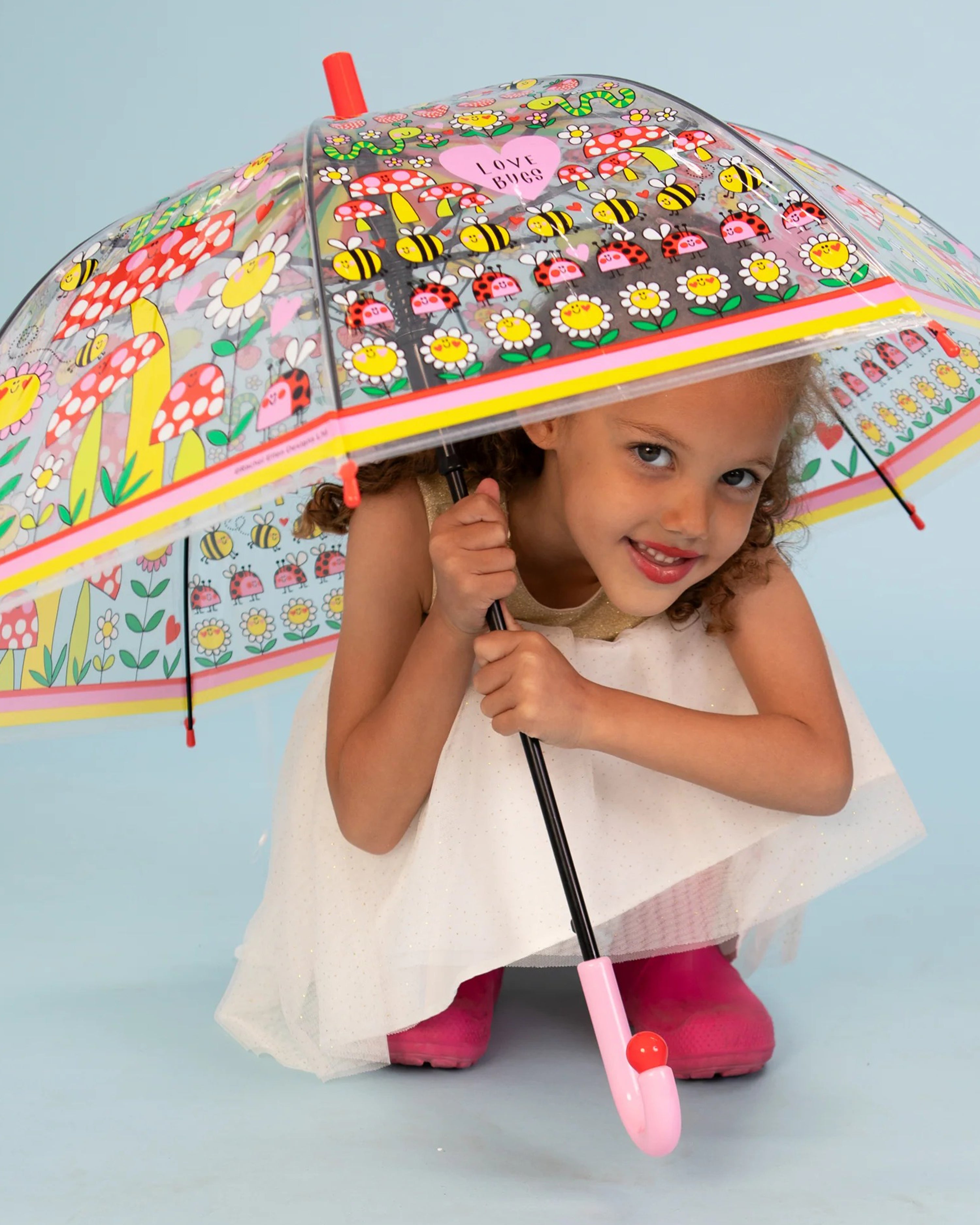 Children's Umbrella Bee Happy Bees & Flower Design