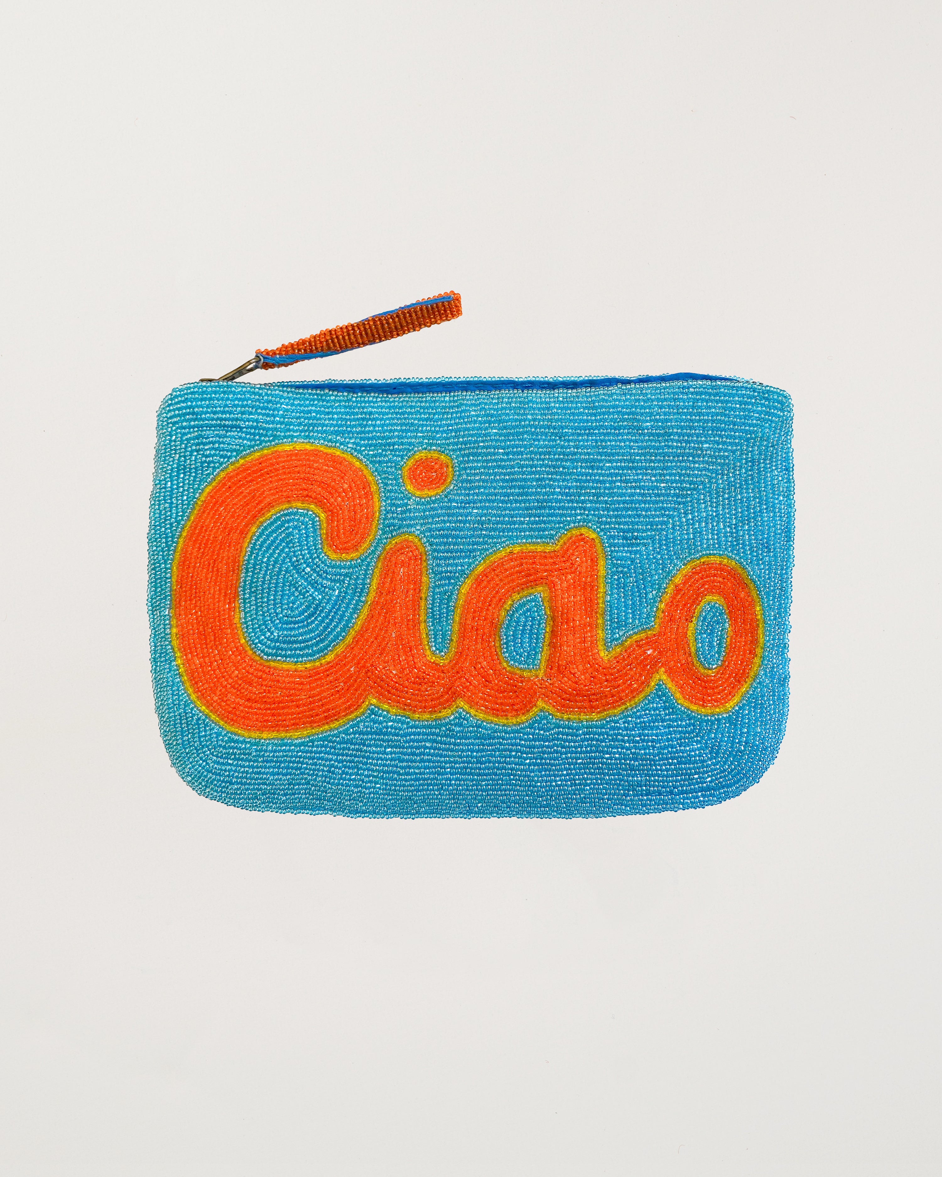 Ciao Beaded Clutch Blue & Orange