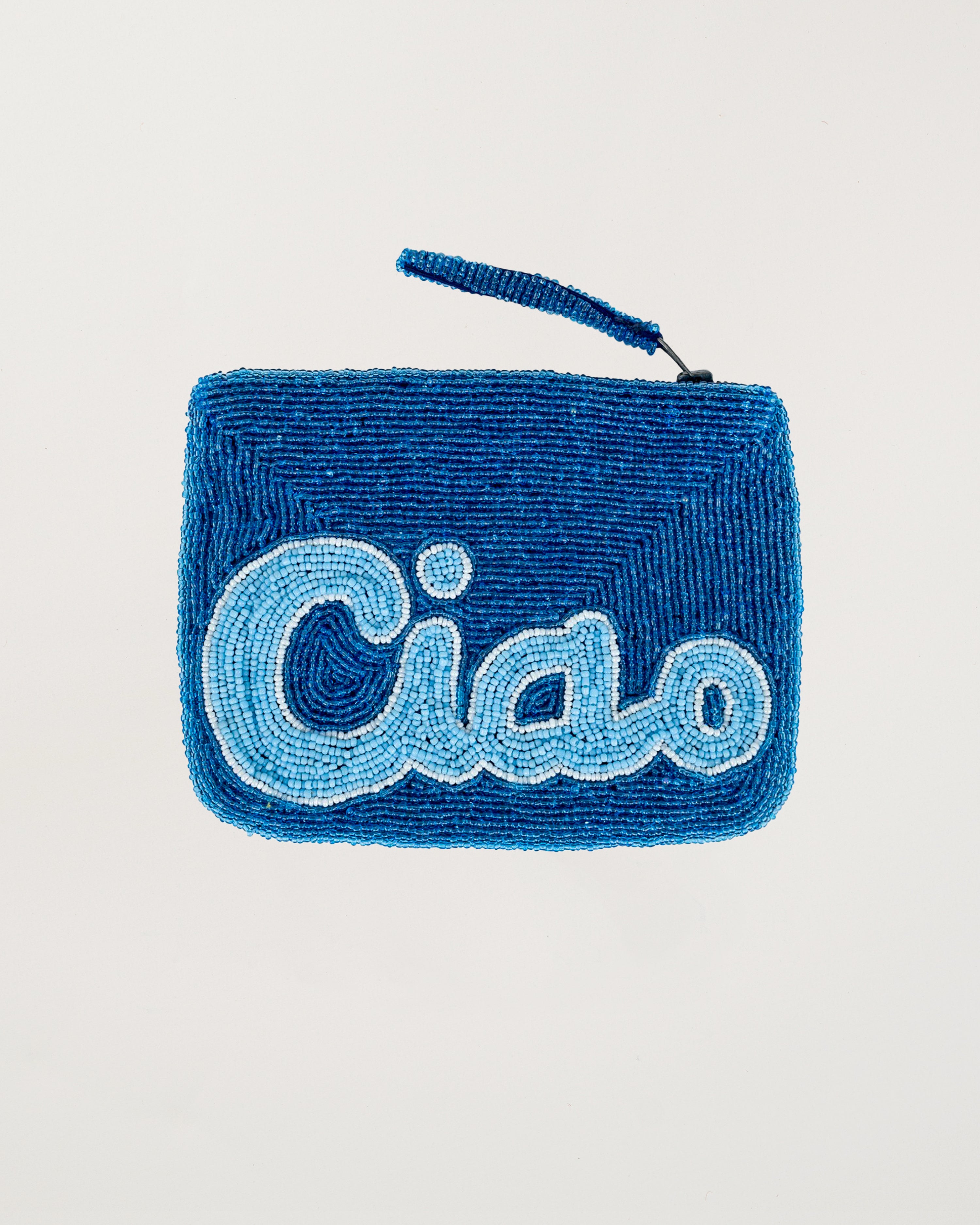 Ciao Mini Beaded Clutch Blue