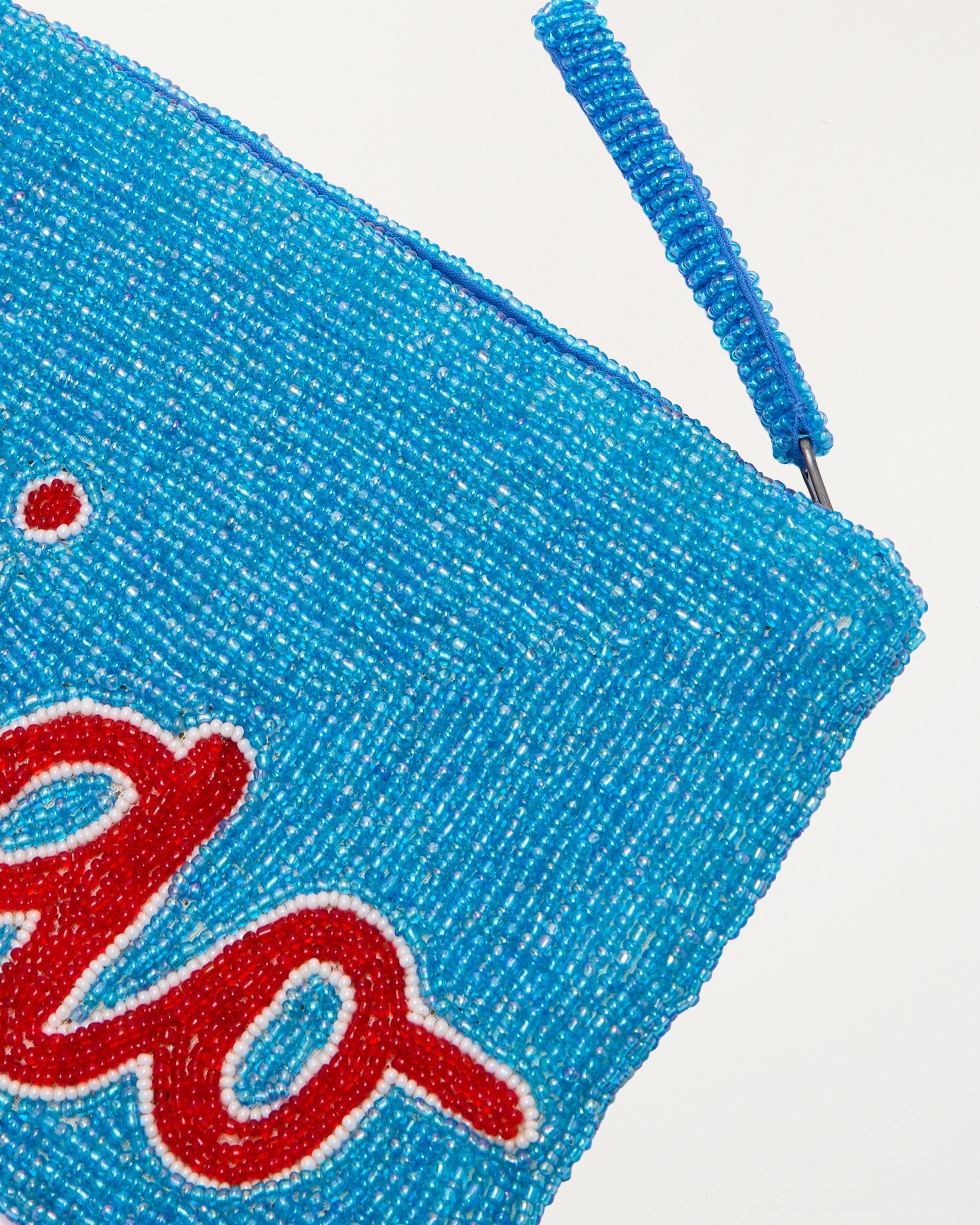 Ciao Beaded Purse Blue, White & Red