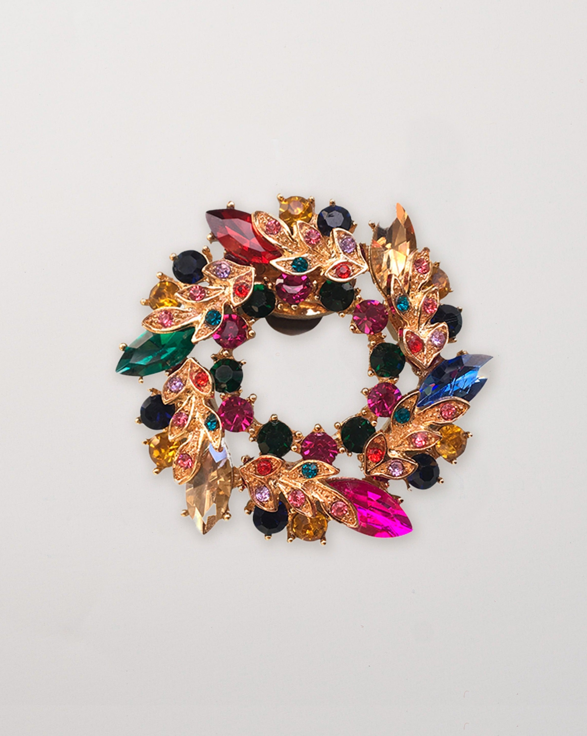 Circle Coloured Gemstone Brooch
