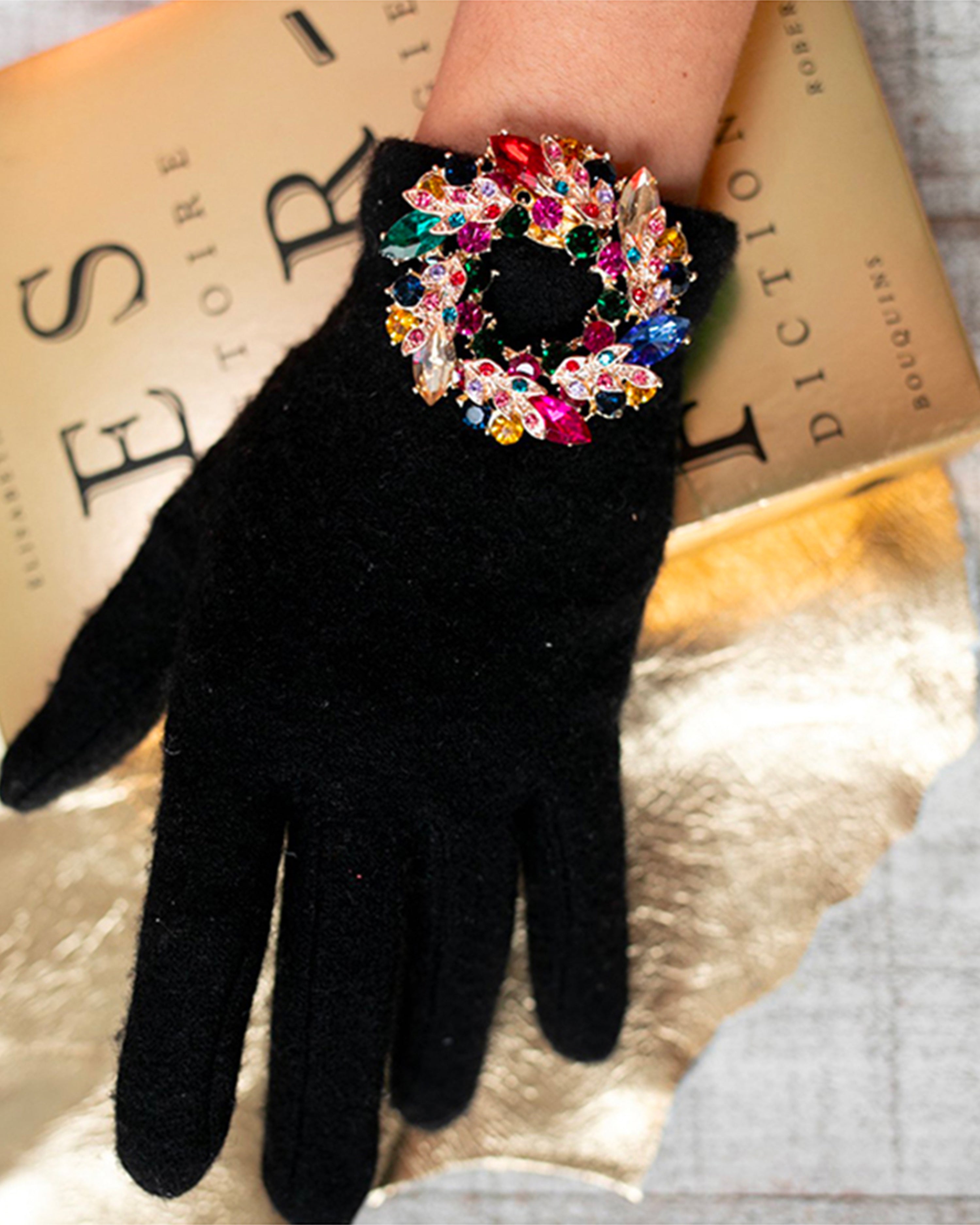 Circle Coloured Gemstone Brooch