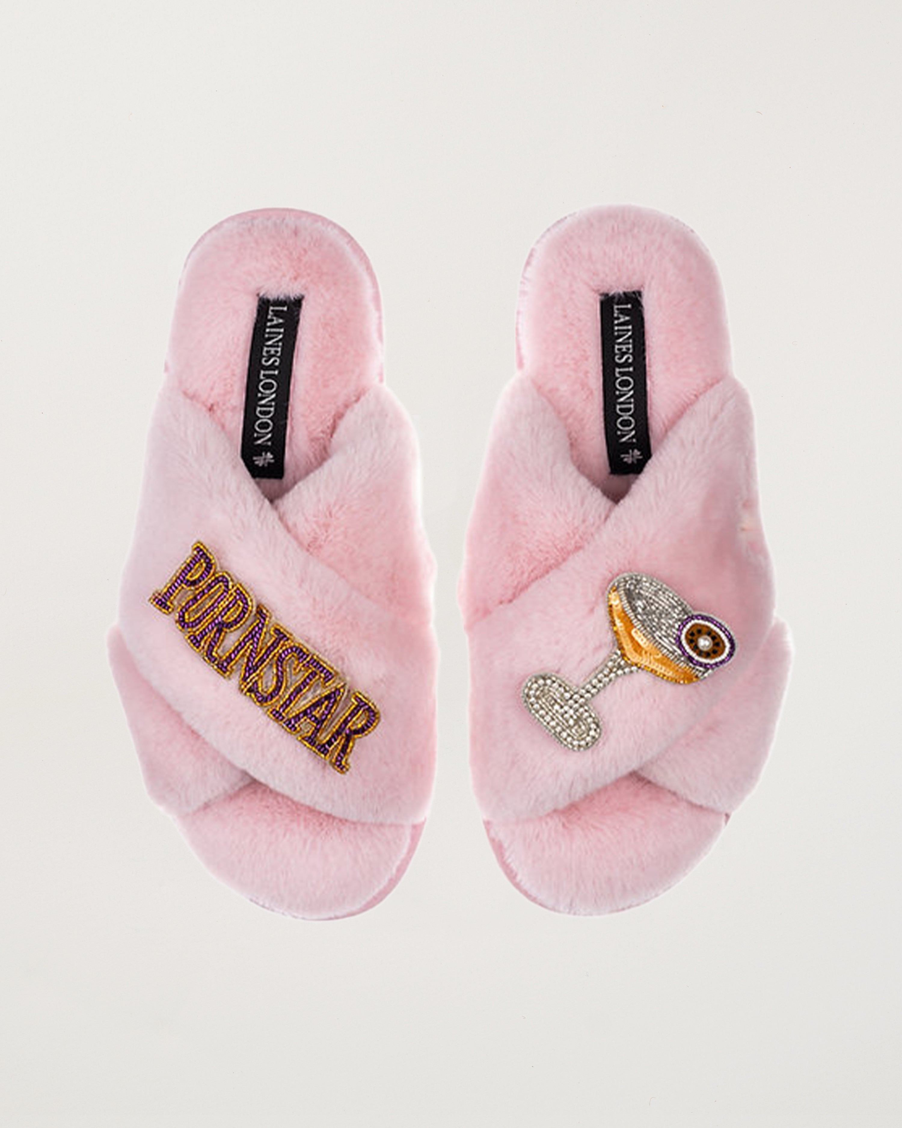 Classic Slippers With Pornstar Martini Brooches Pink