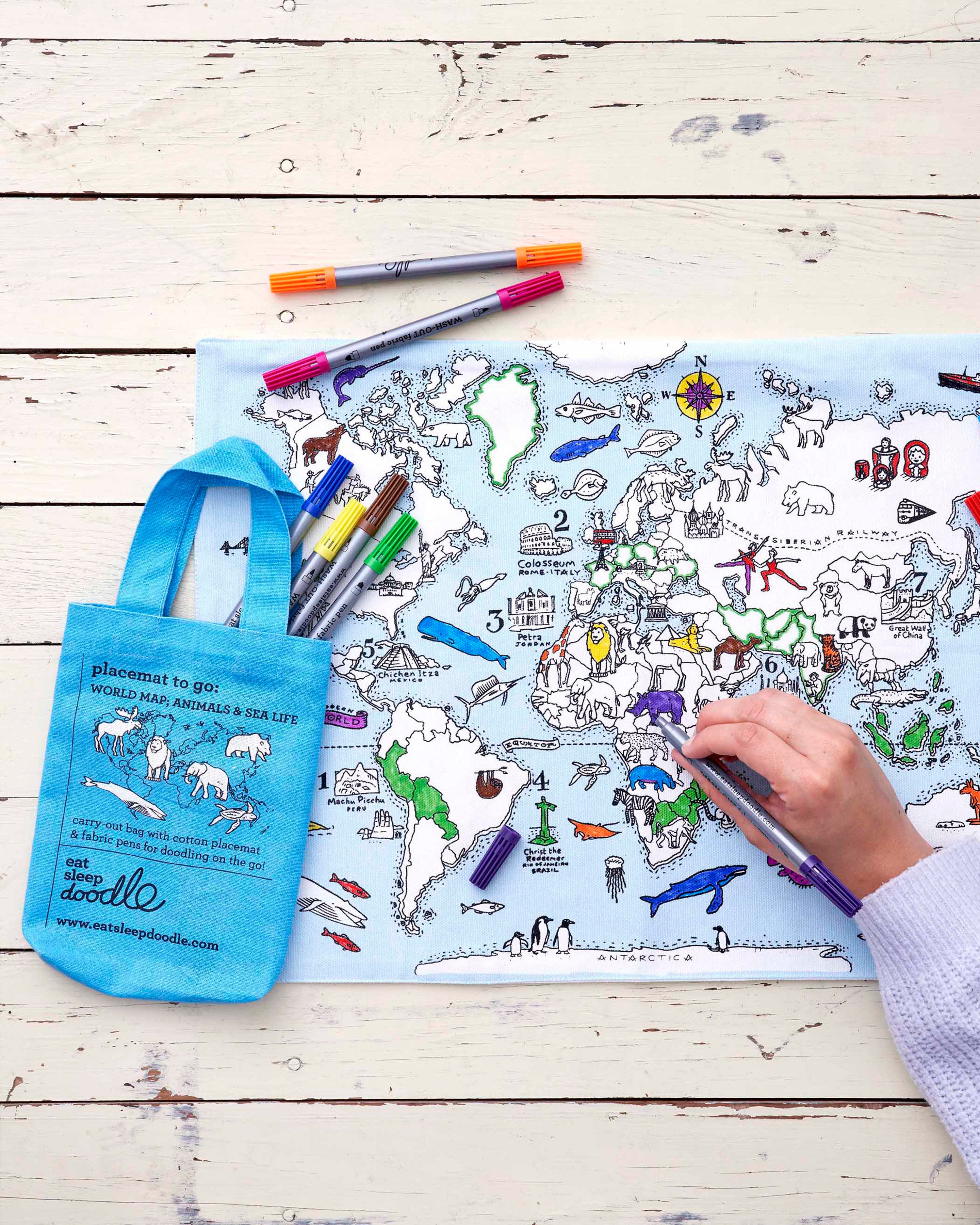 World Map Animals & Sea Life Placemat to Go