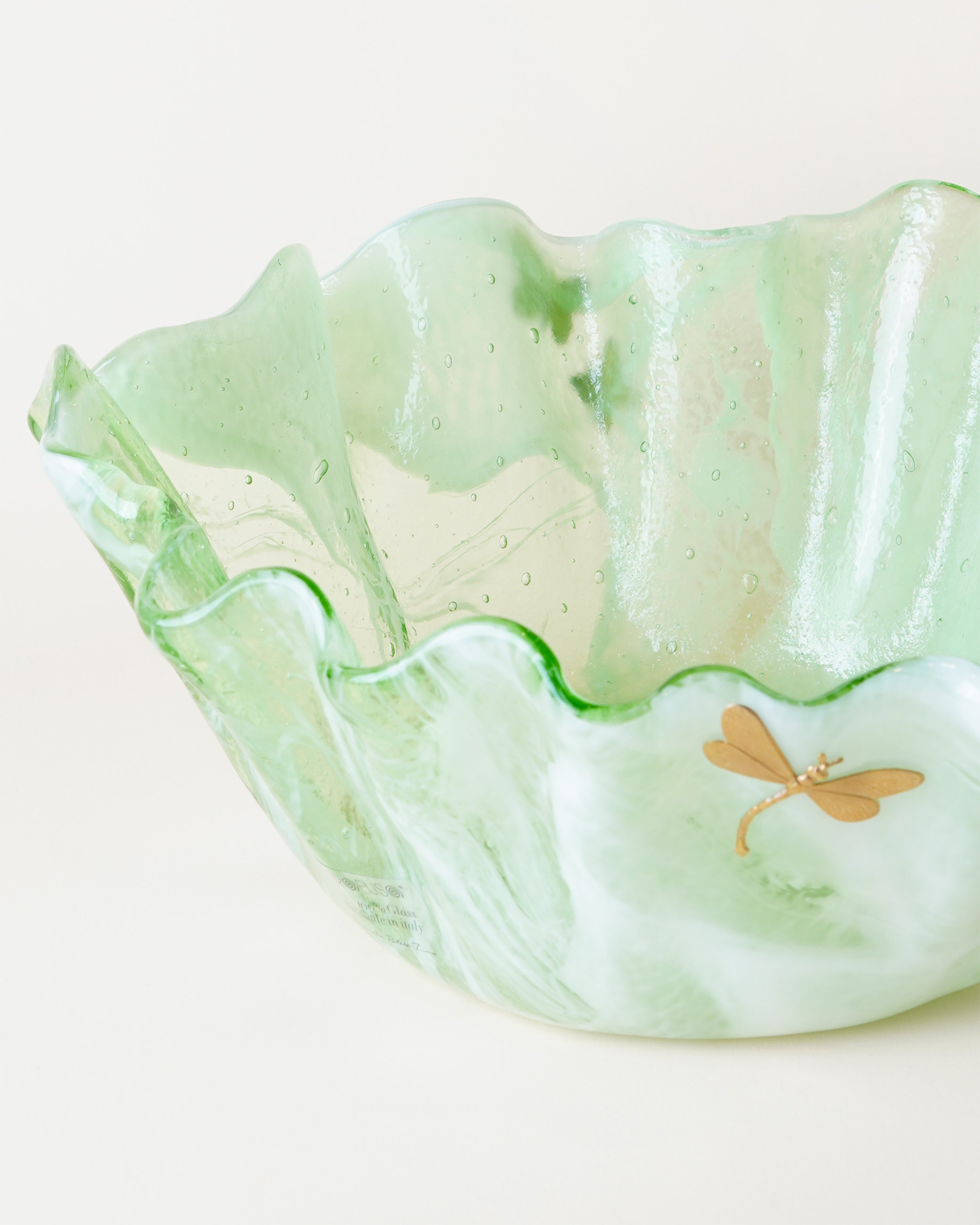 Corolla Bowl Marble Light Green/Charms D27cm