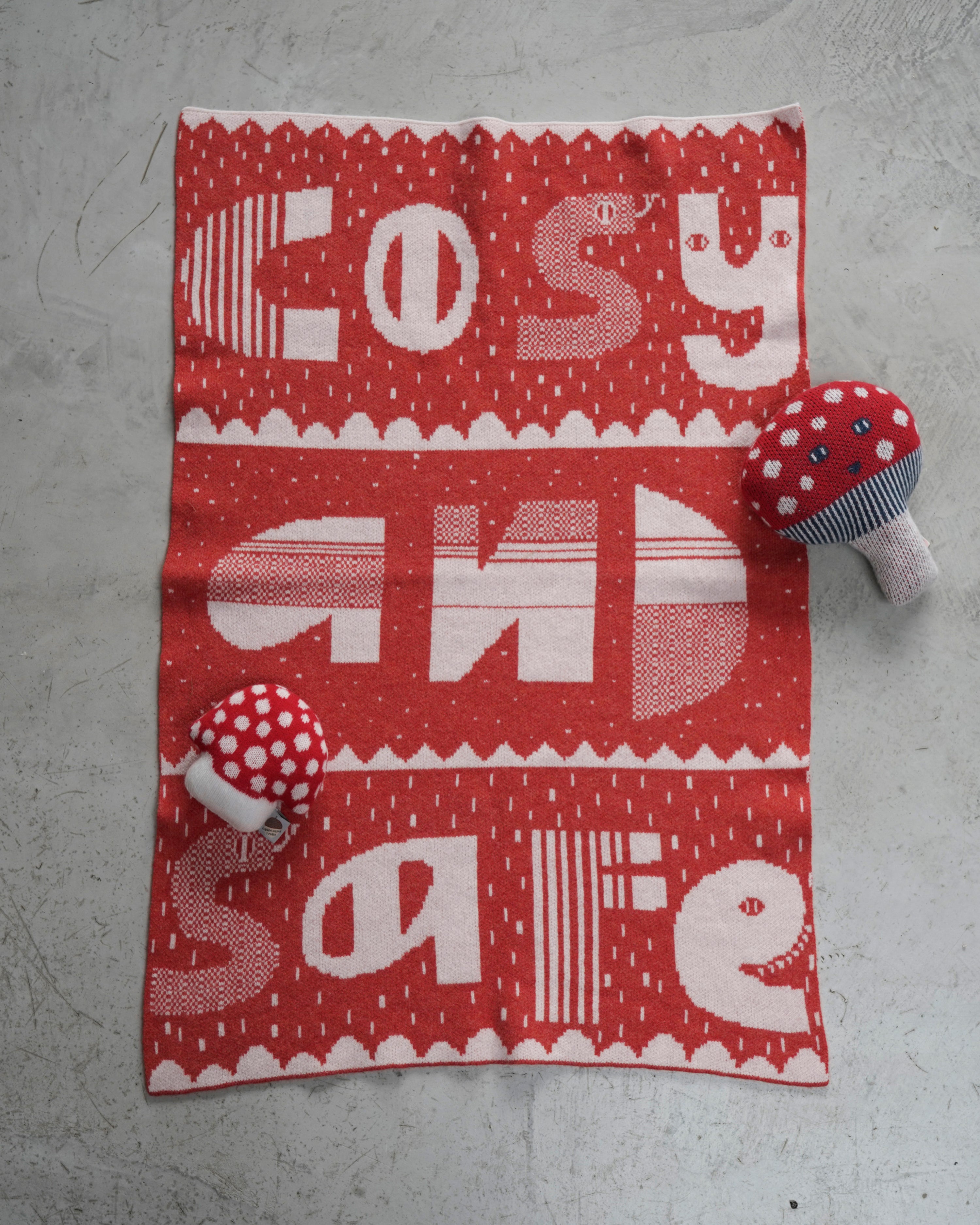 Cosy & Safe Lambswool Mini Blanket Orange & White