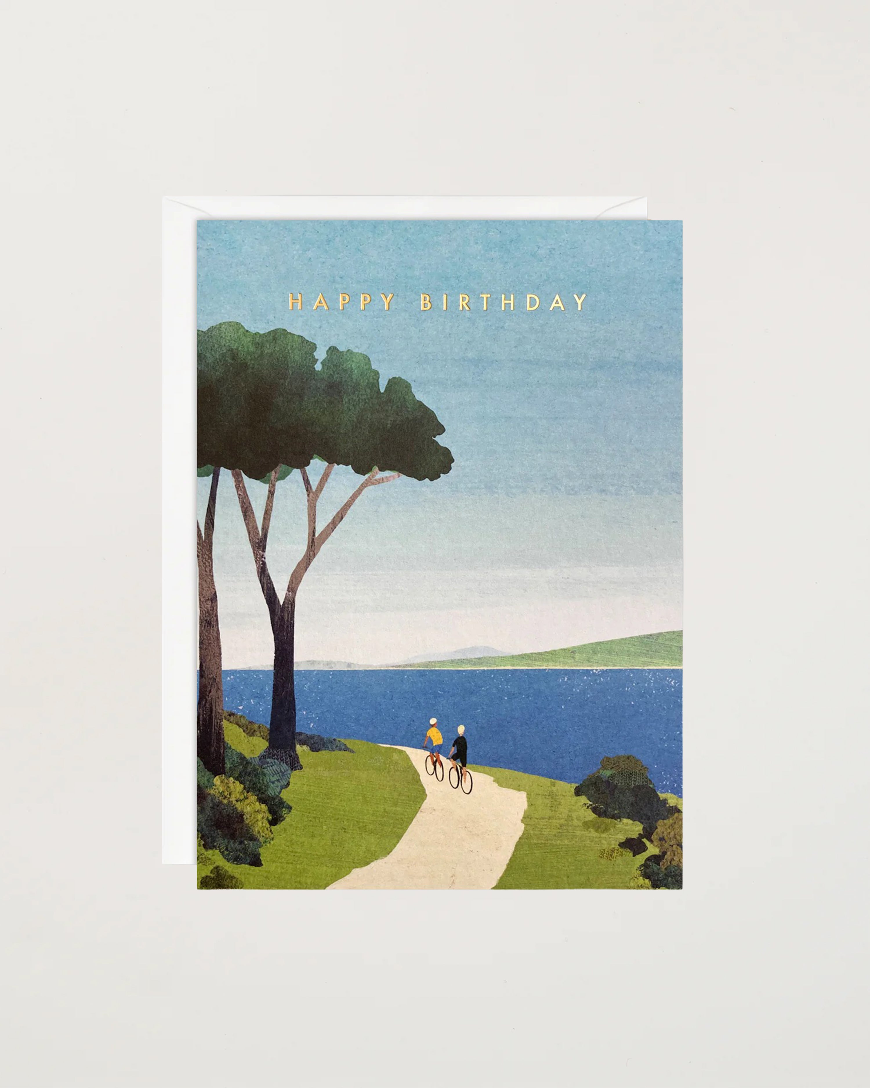 Cycling by the Sea Birthday Card by James Ellis