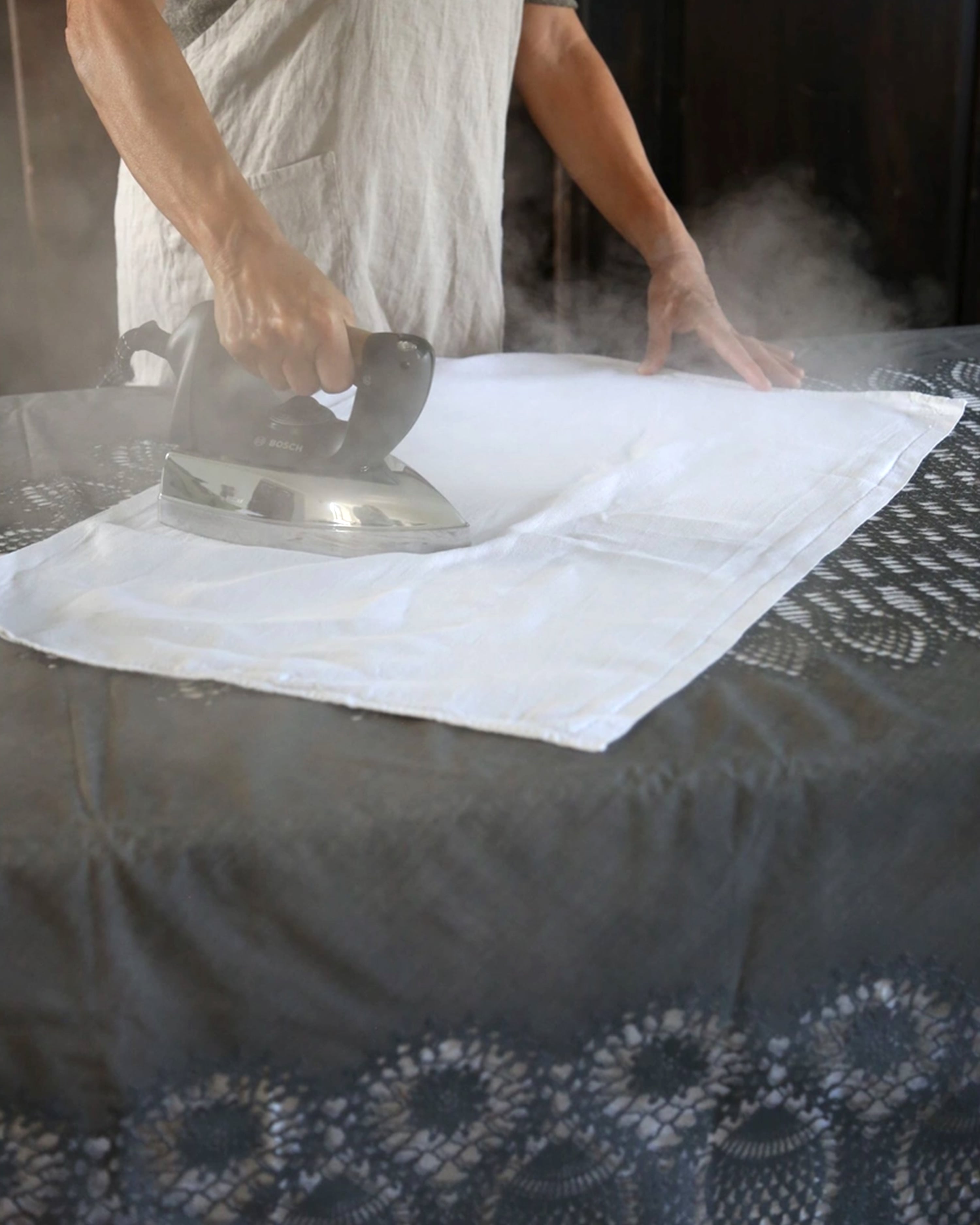 Dark Grey Vinyl Lace Tablecloth