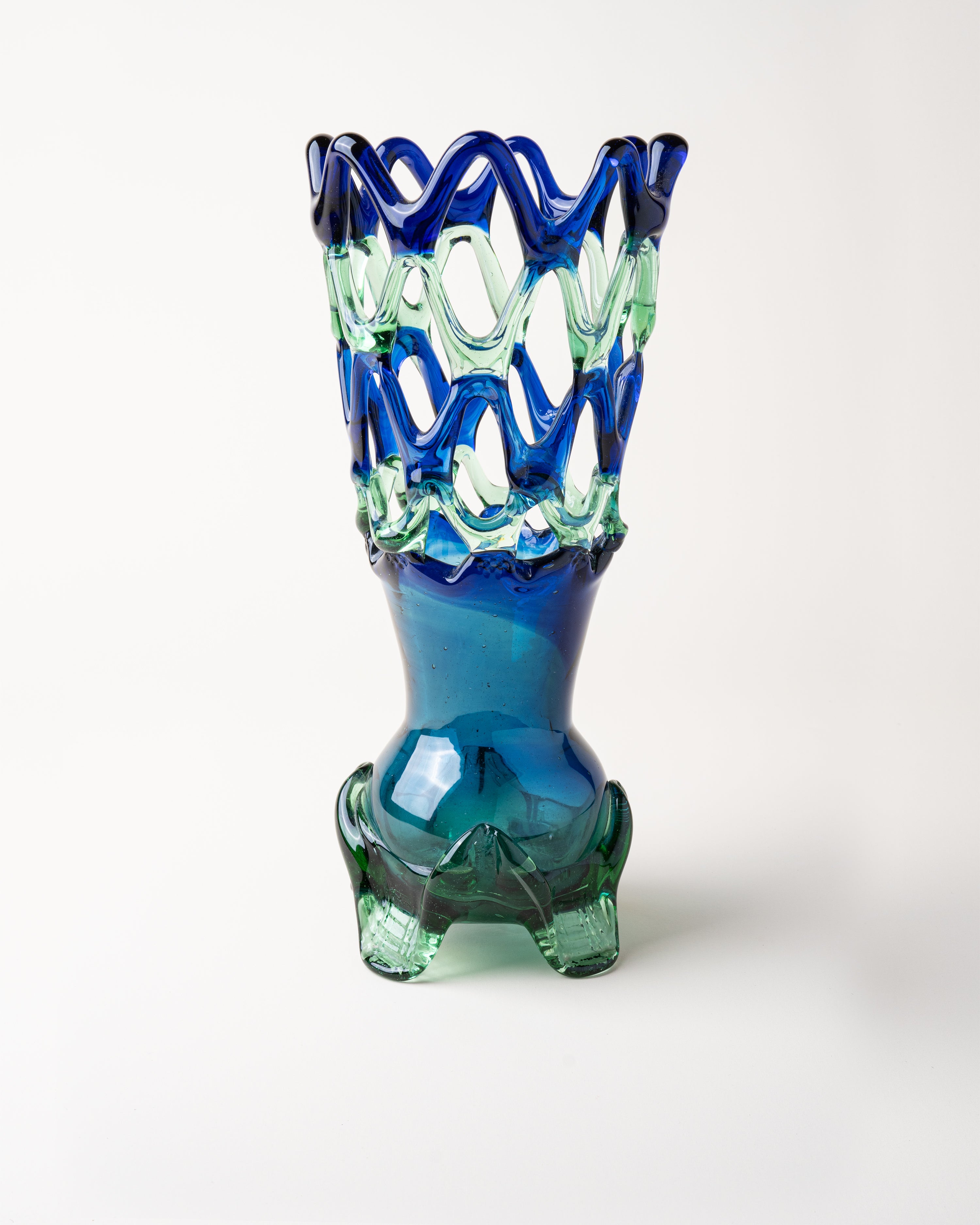 Decorative Net Glass Vase Blue & Green
