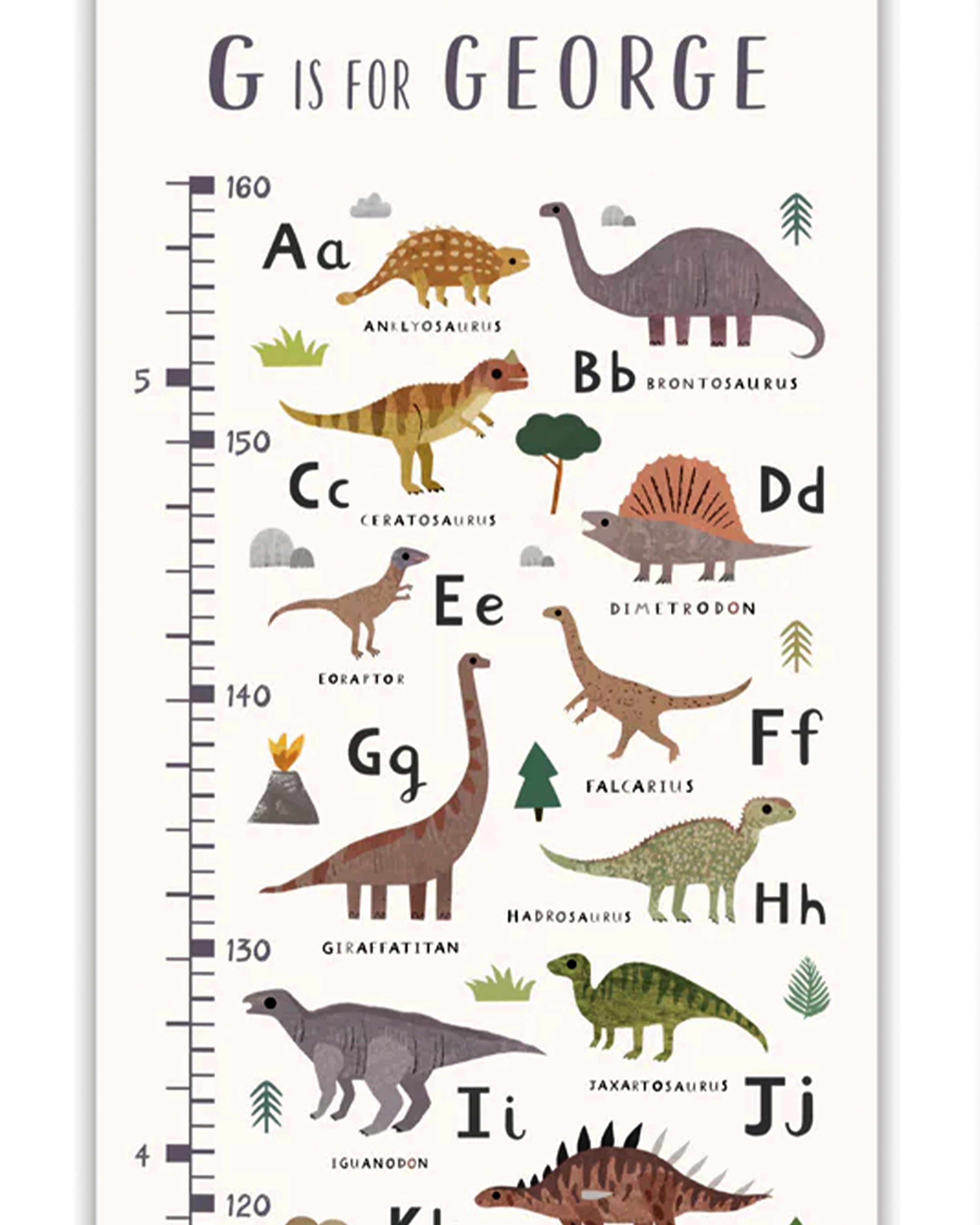 Dinosaur Alphabet Canvas and Wood Height Chart