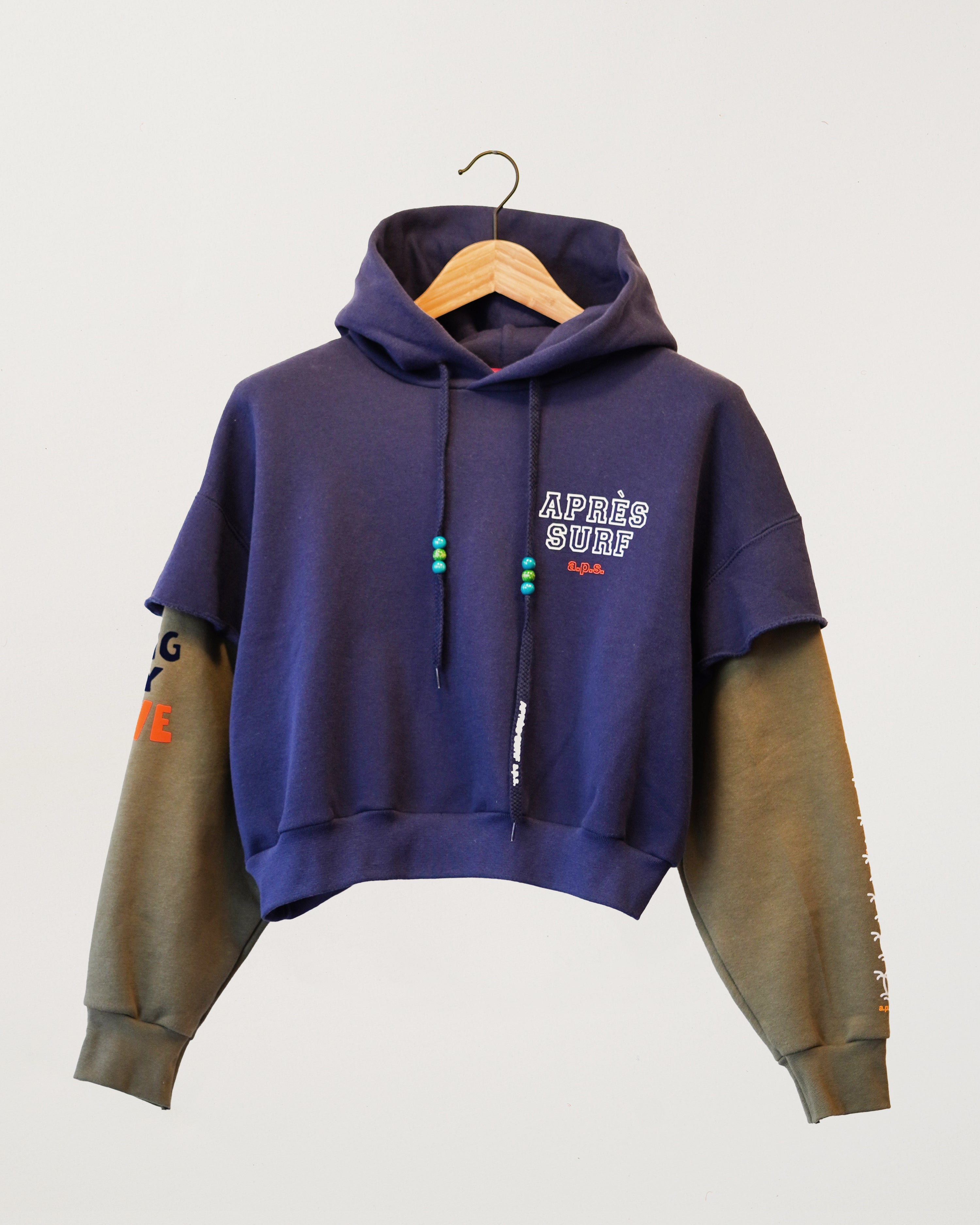 Double Big Crop Hoodie Jesse Blue/Olive