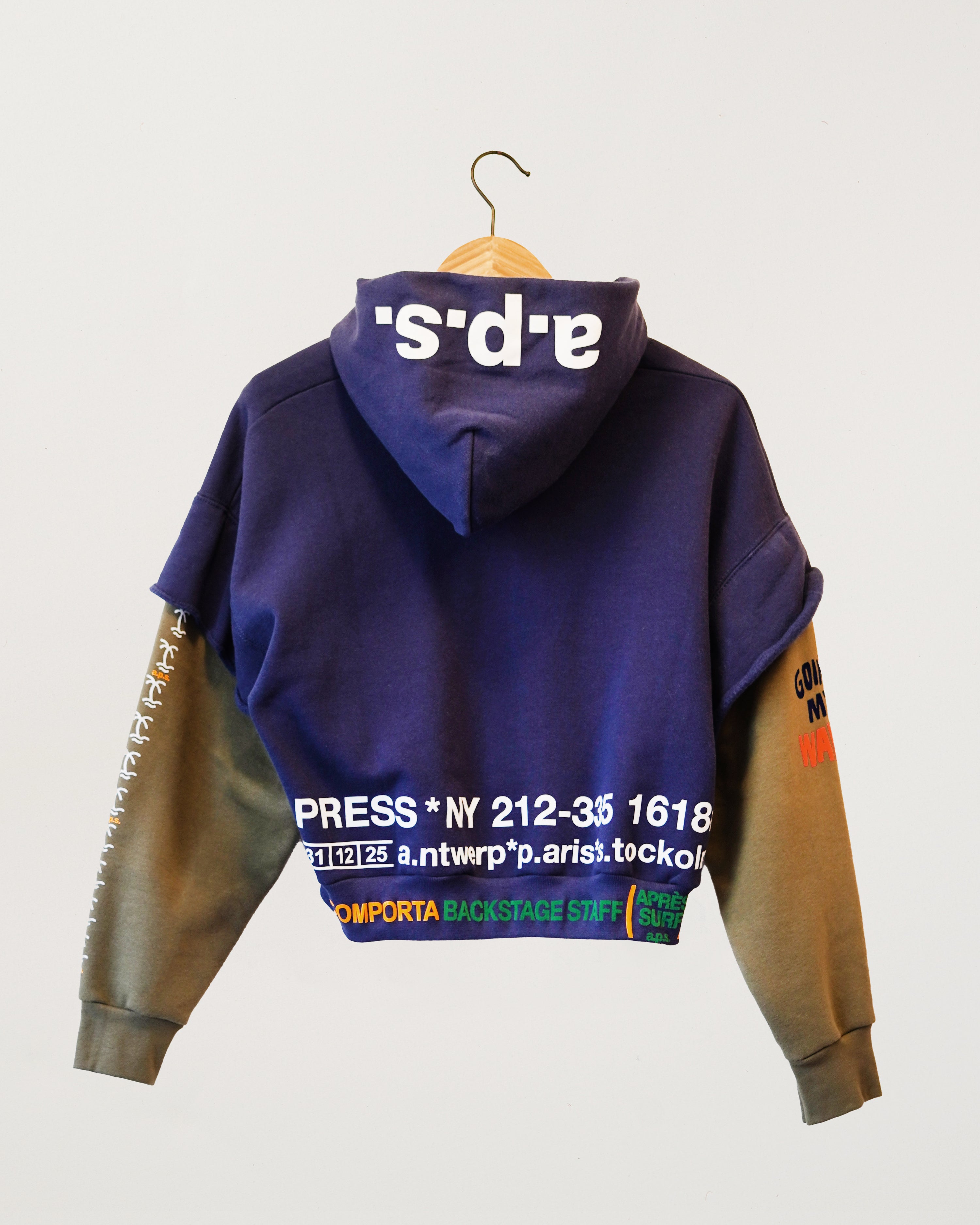 Double Big Crop Hoodie Jesse Blue/Olive