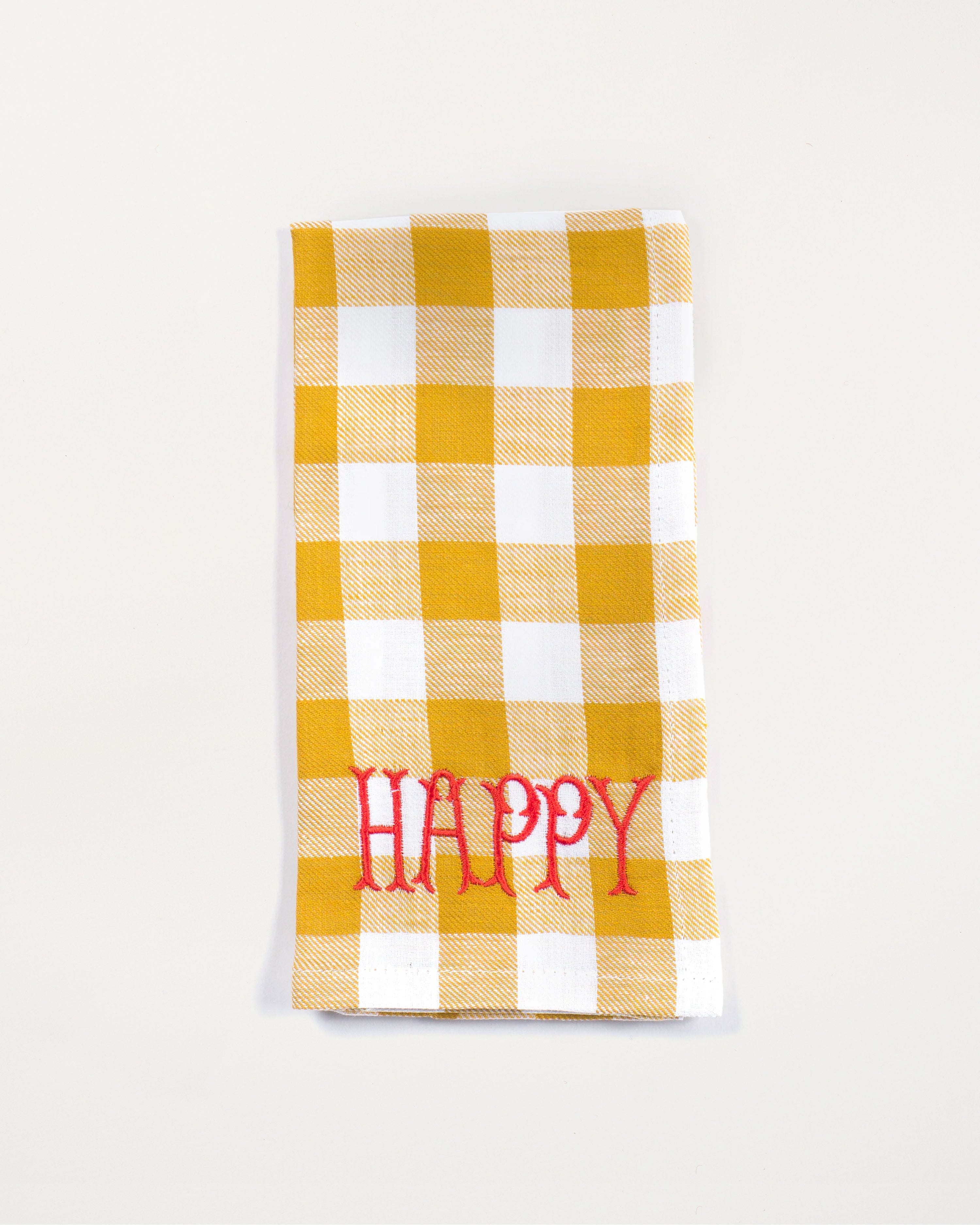 Embroidered Napkin Happy