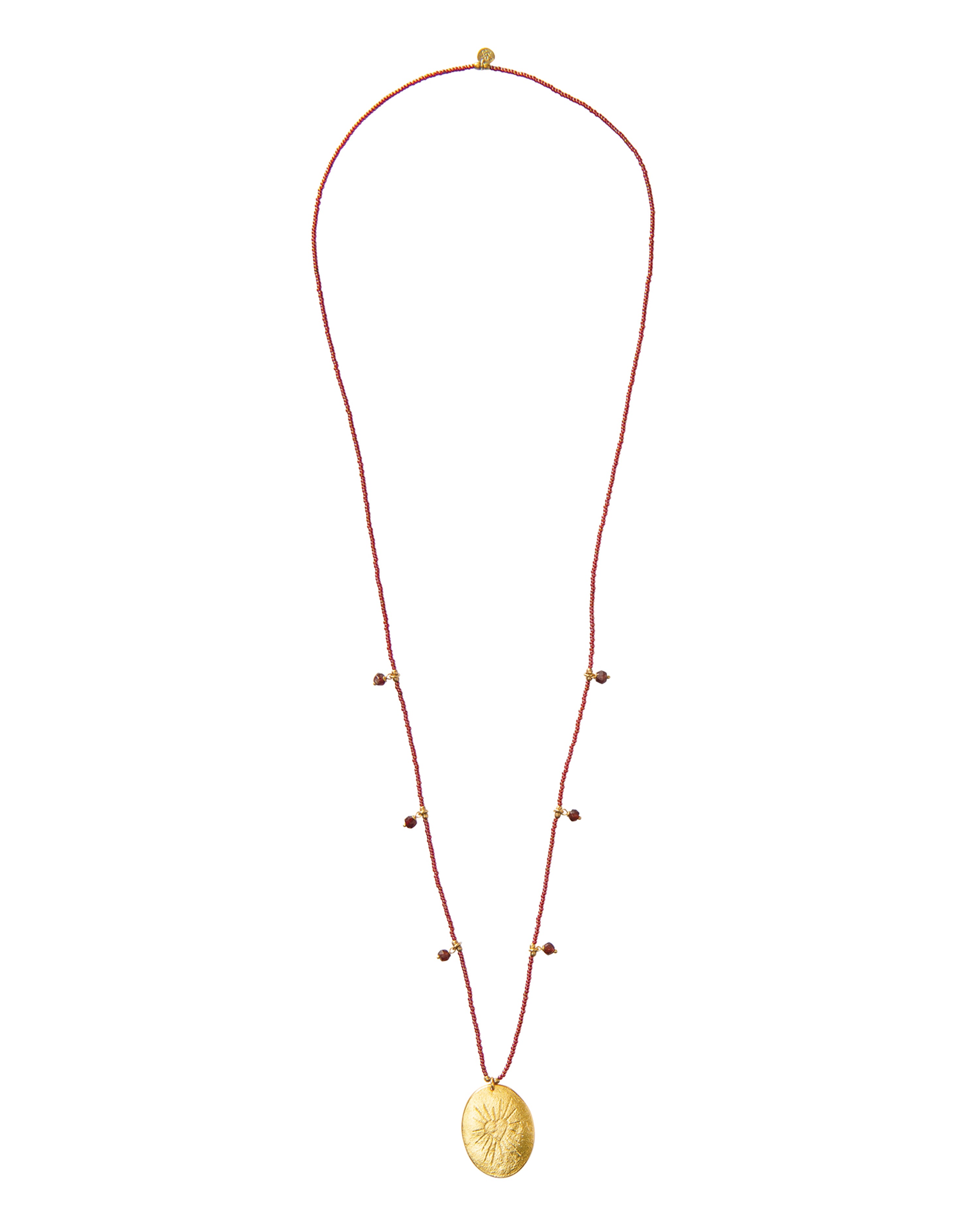 Feminine Garnet Gold Necklace/Heart
