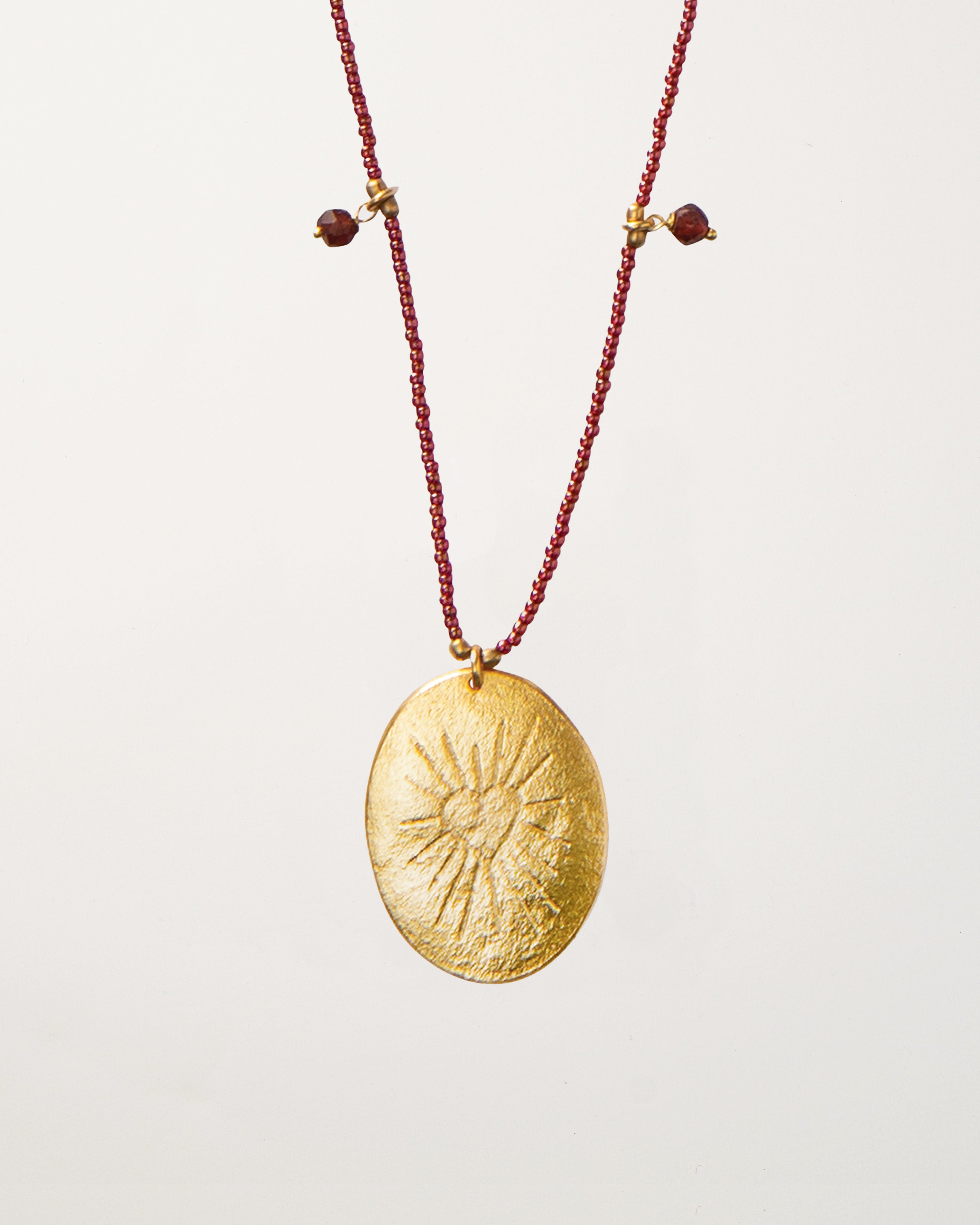 Feminine Garnet Gold Necklace/Heart