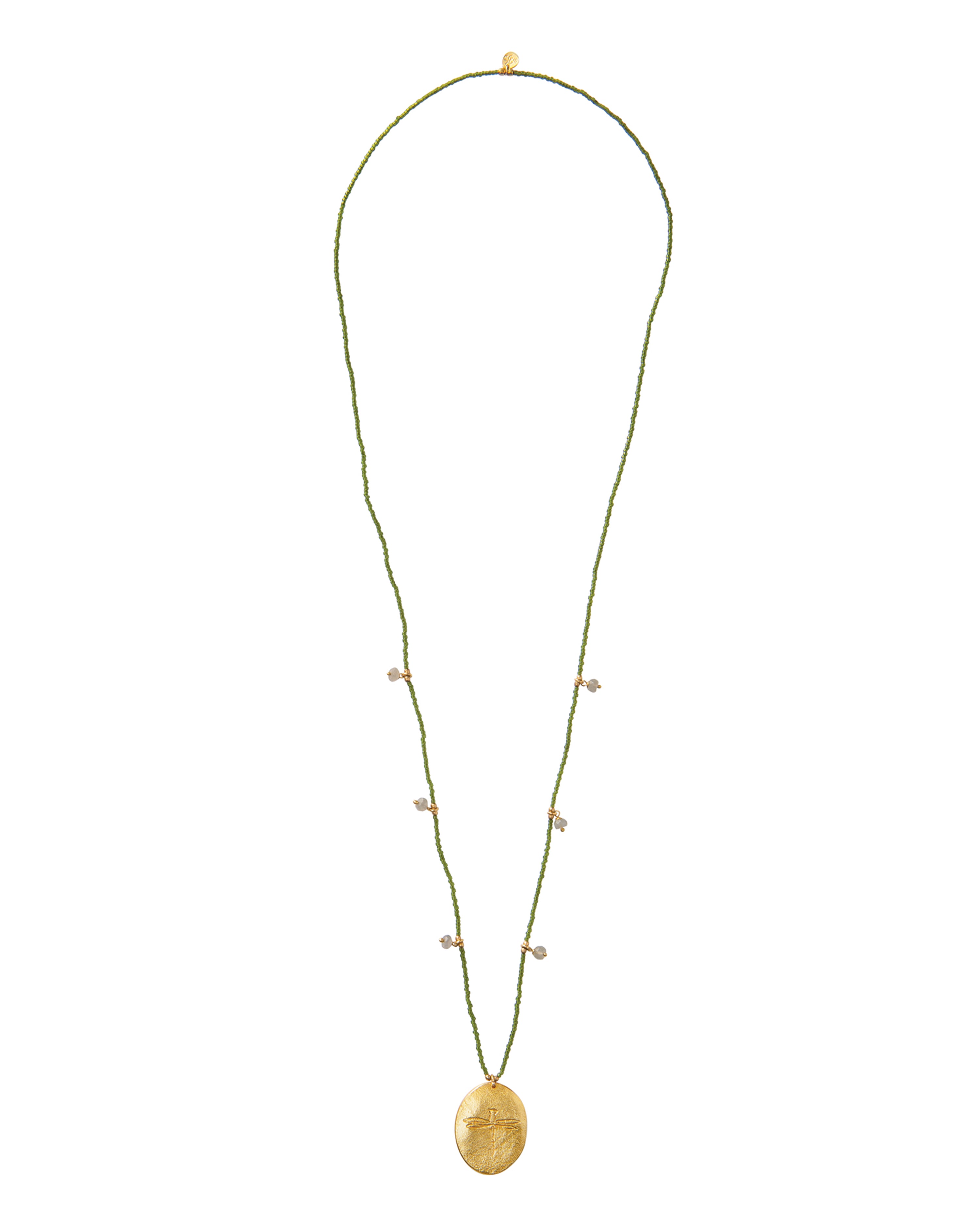 Feminine Labradorite Gold Necklace/Dragonfly