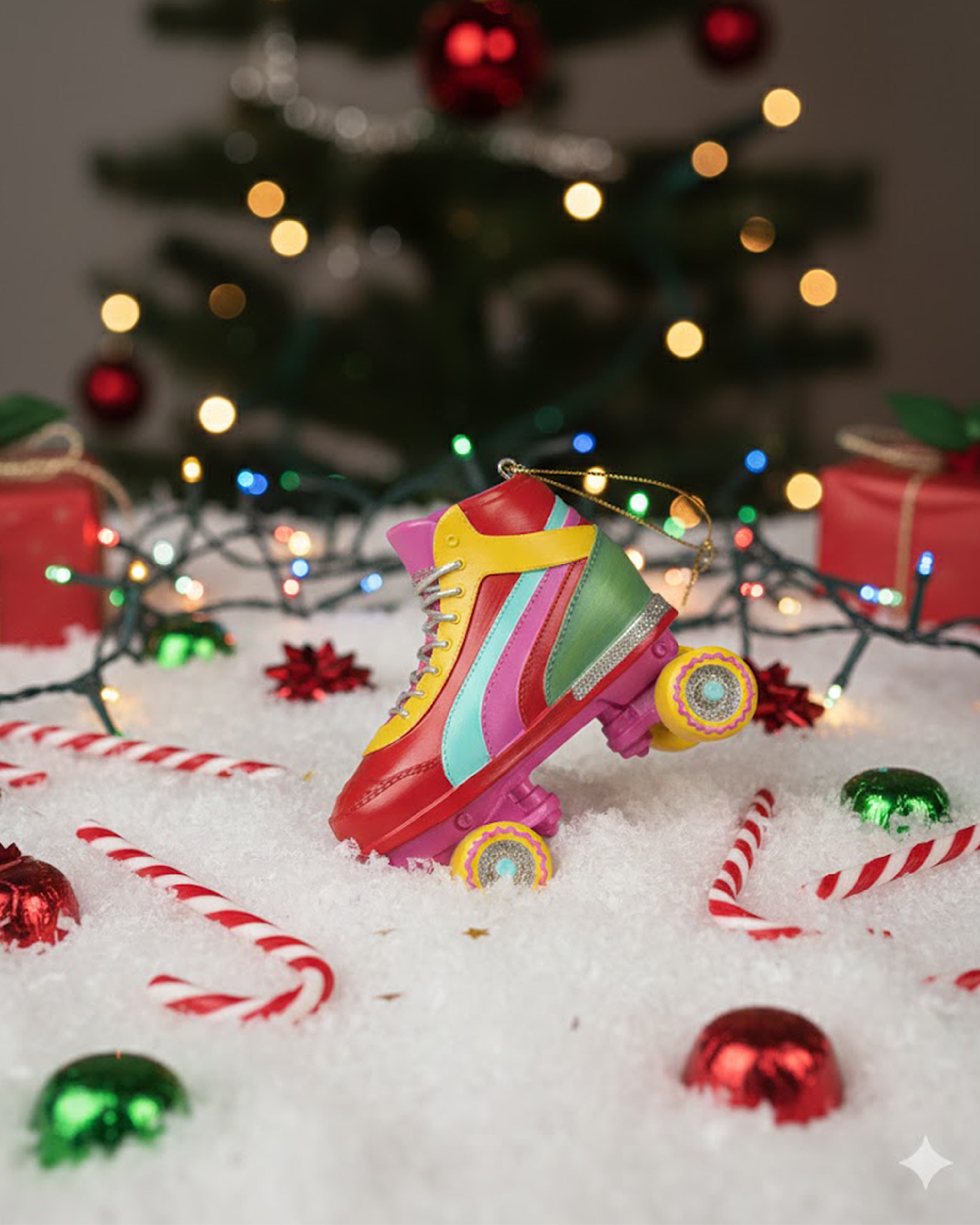 Funky Rainbow Roller Skate Bauble