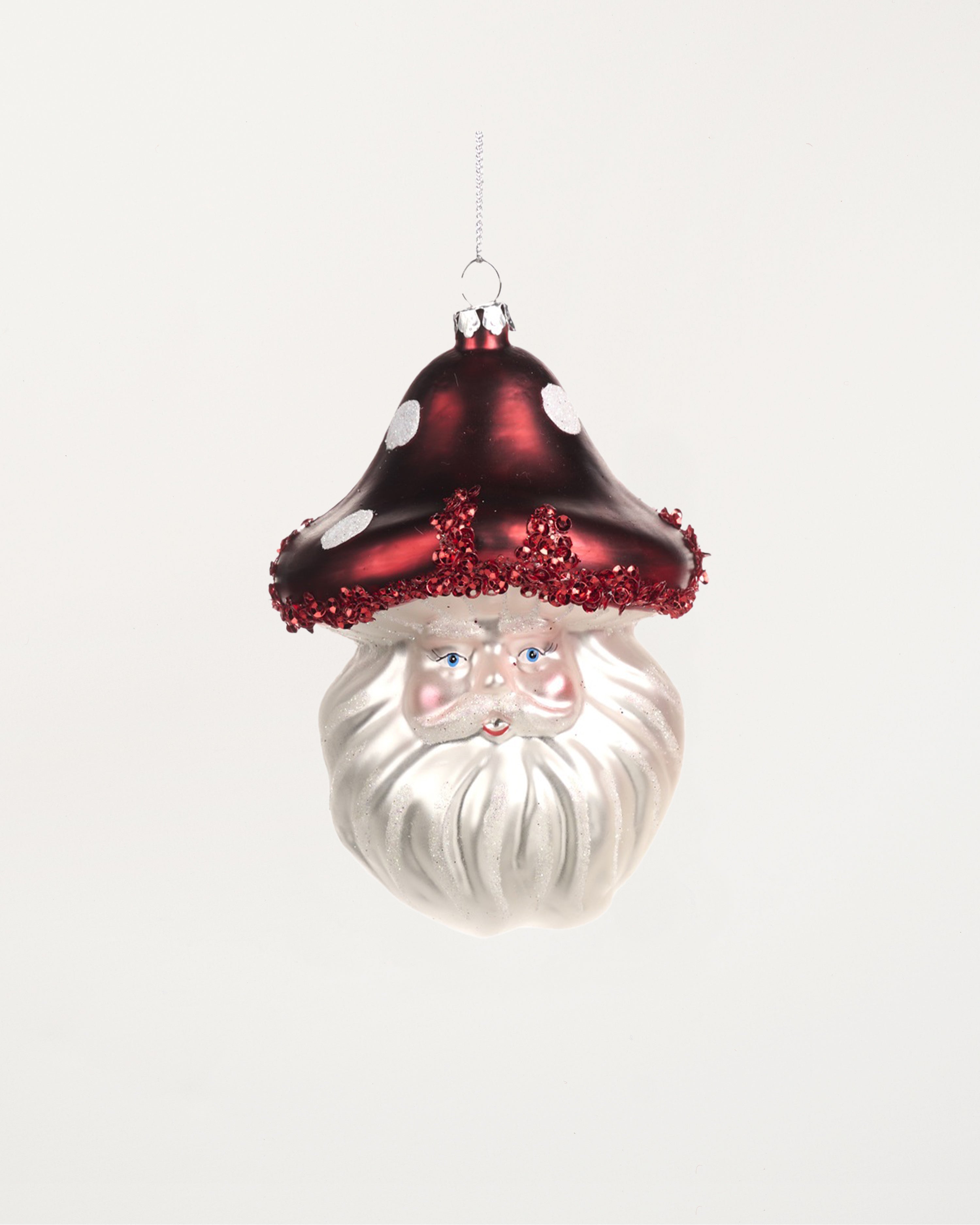 Glass Mushroom Santa Head Bauble