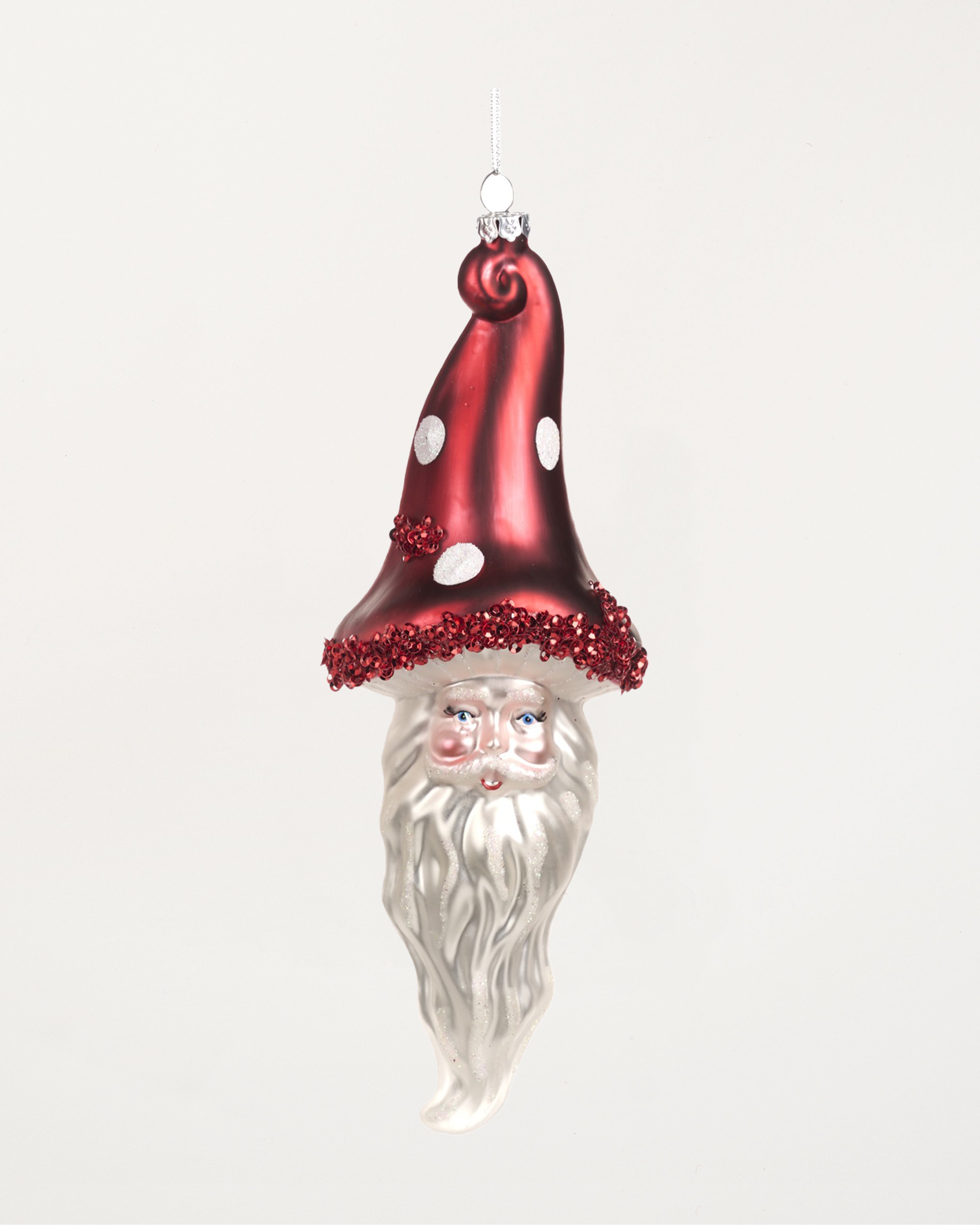 Glass Mushroom Santa Head Bauble