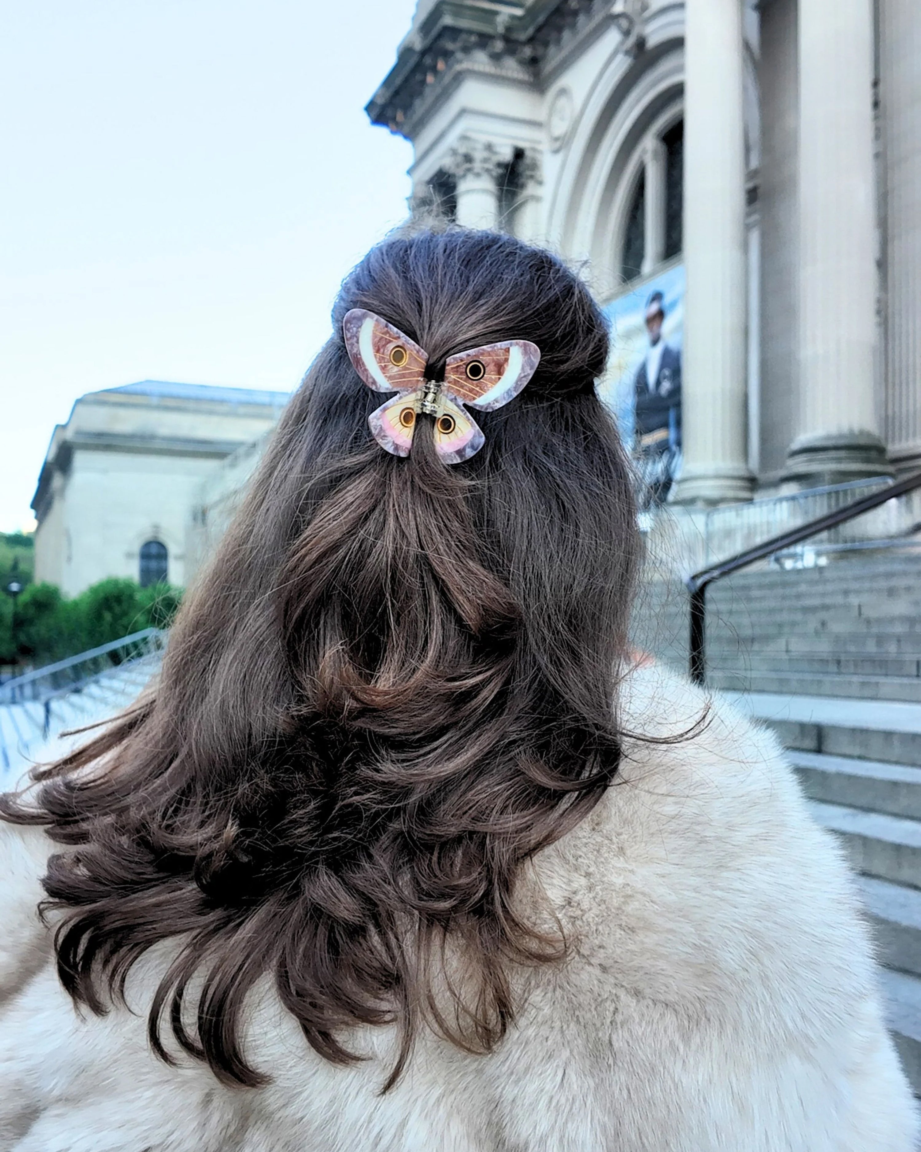 Hand-Painted Emperor Silk Moth Claw Hair Clip Eco-Friendly Brown