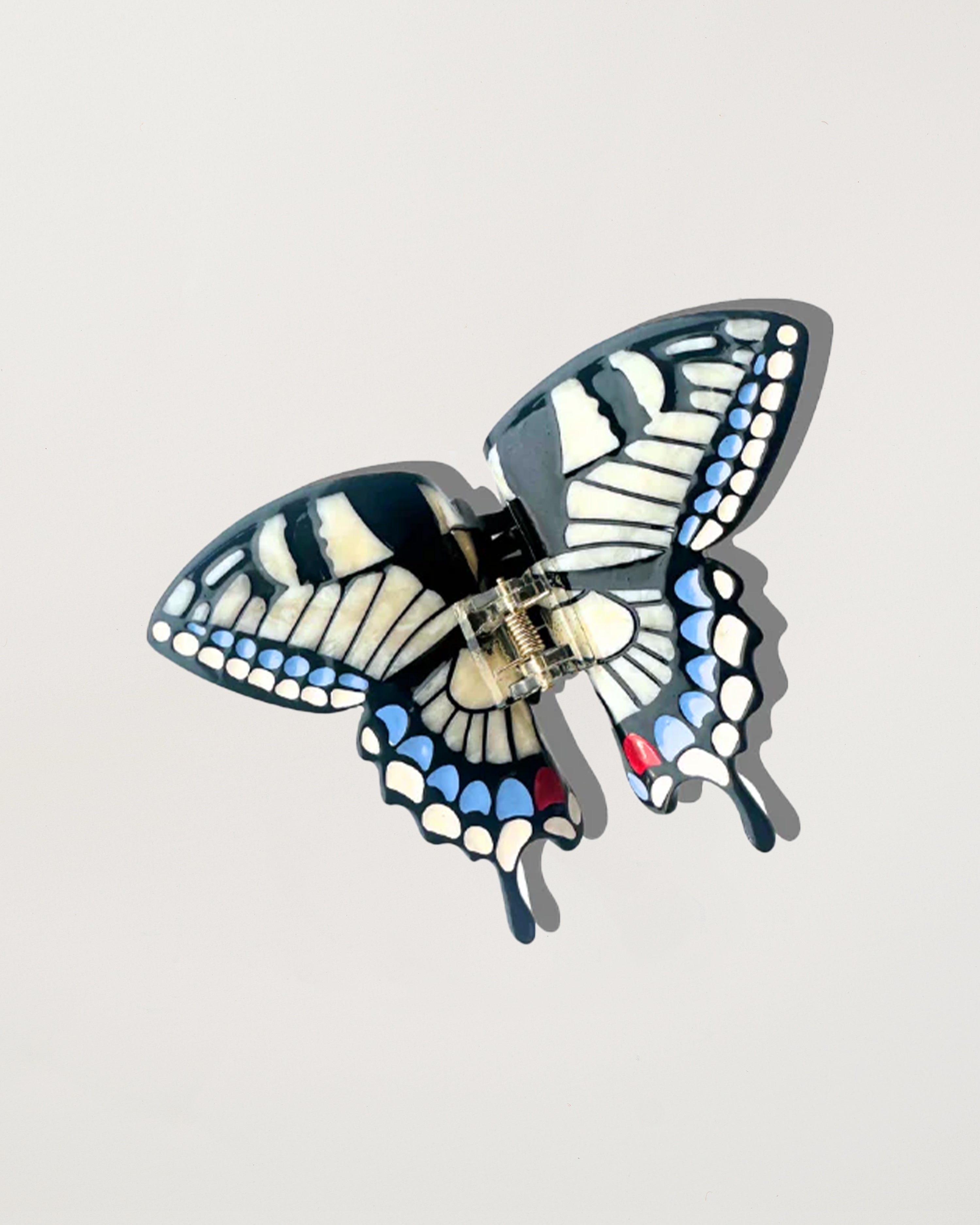 Hand-Painted Swallowtail Butterfly Claw Hair Clip Eco-Friendly White
