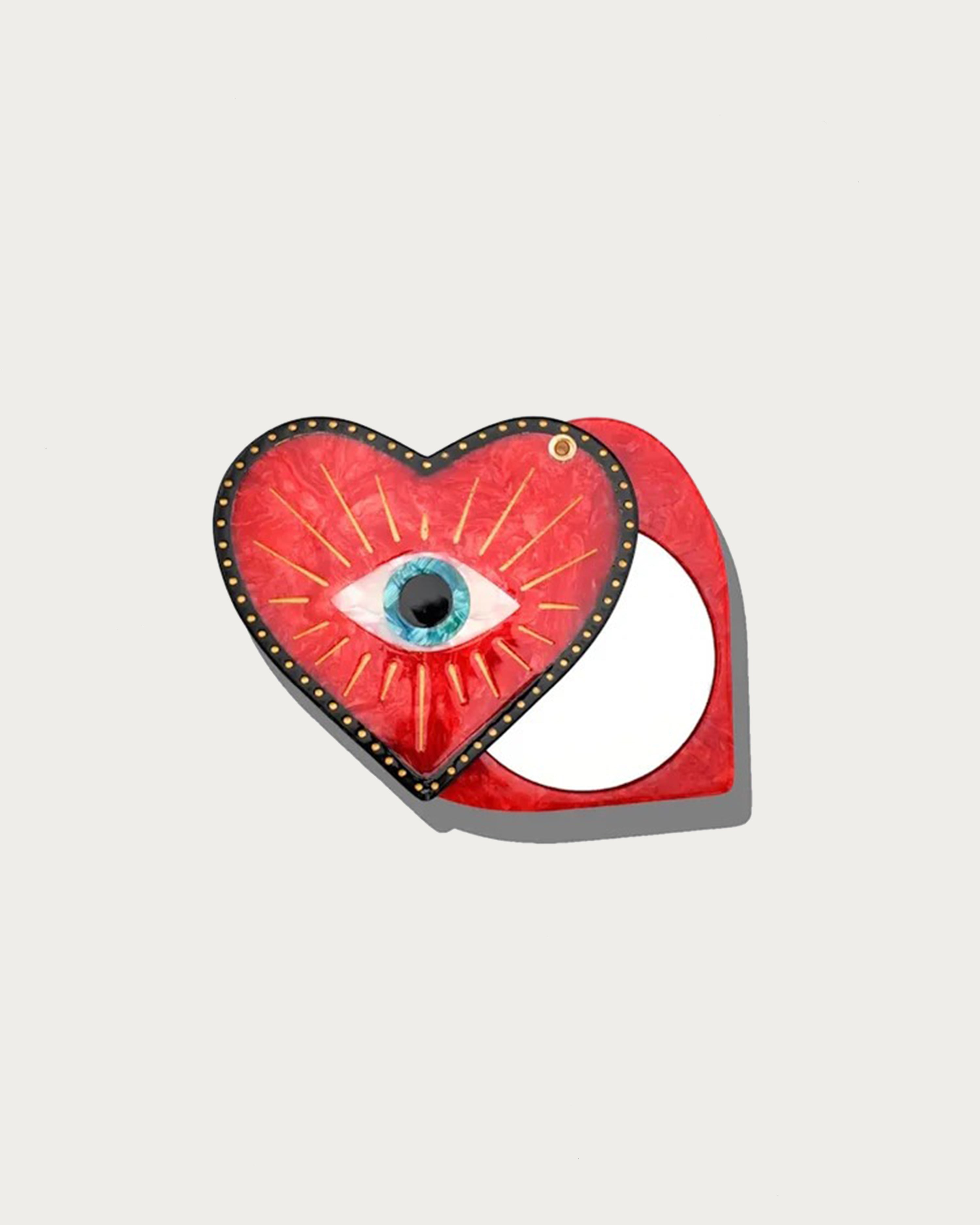 Hand-painted Lucky Eye Heart Compact Mirror Eco-Friendly