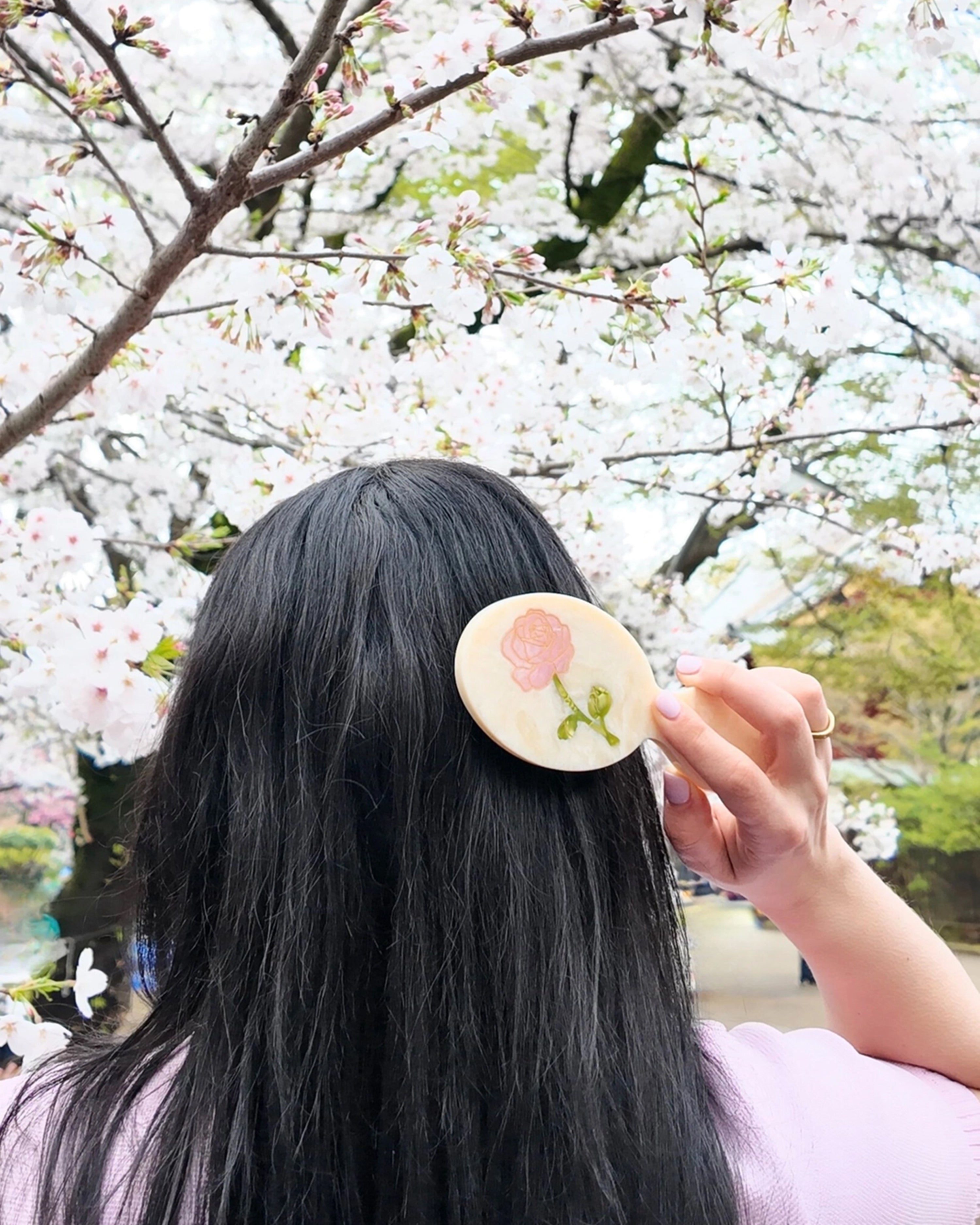 Hand-painted Spring Rose Handbag Hero Brush Eco-Friendly