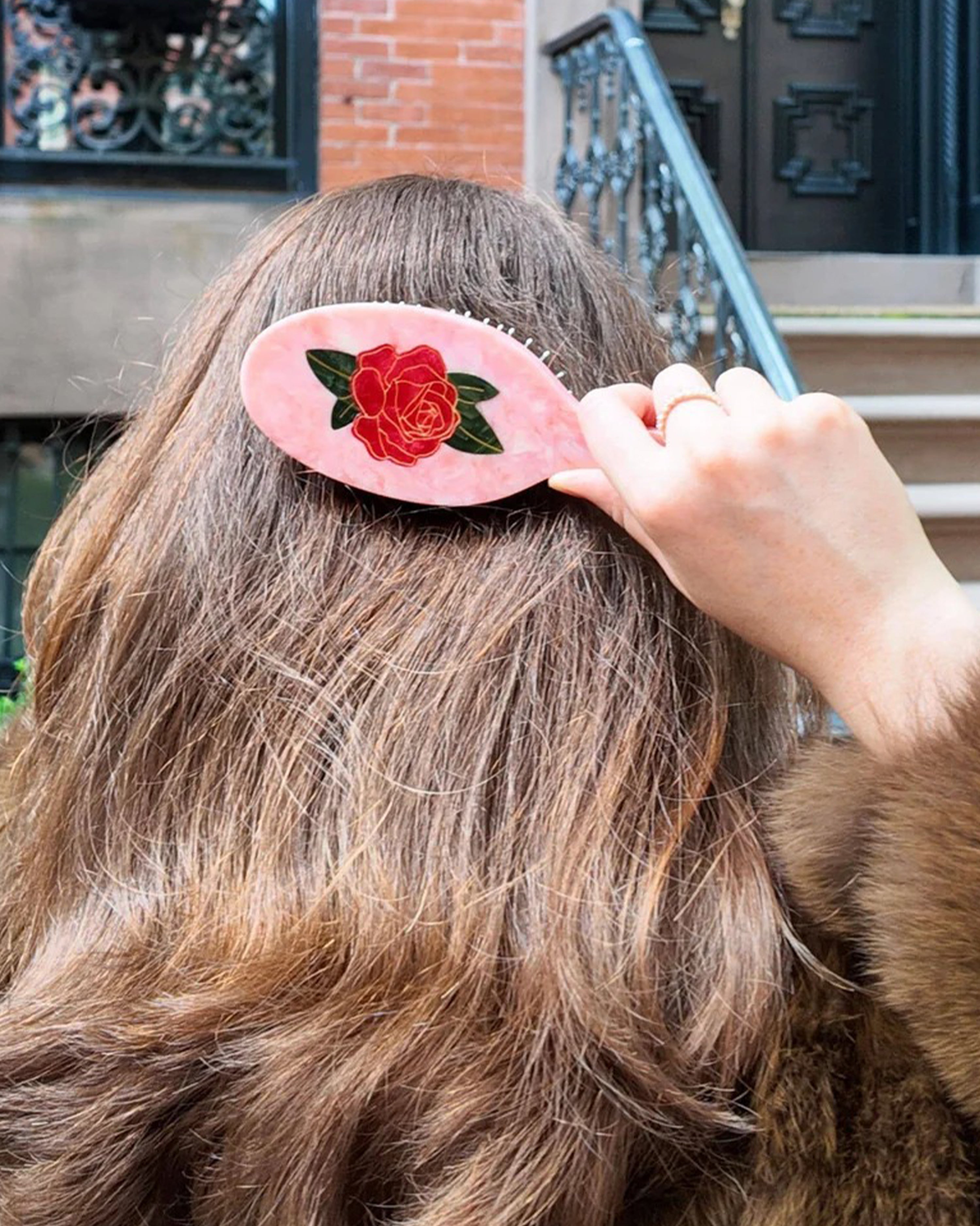 Hand-painted Vintage Rose Amazing Hair Day Brush Eco-Friendly
