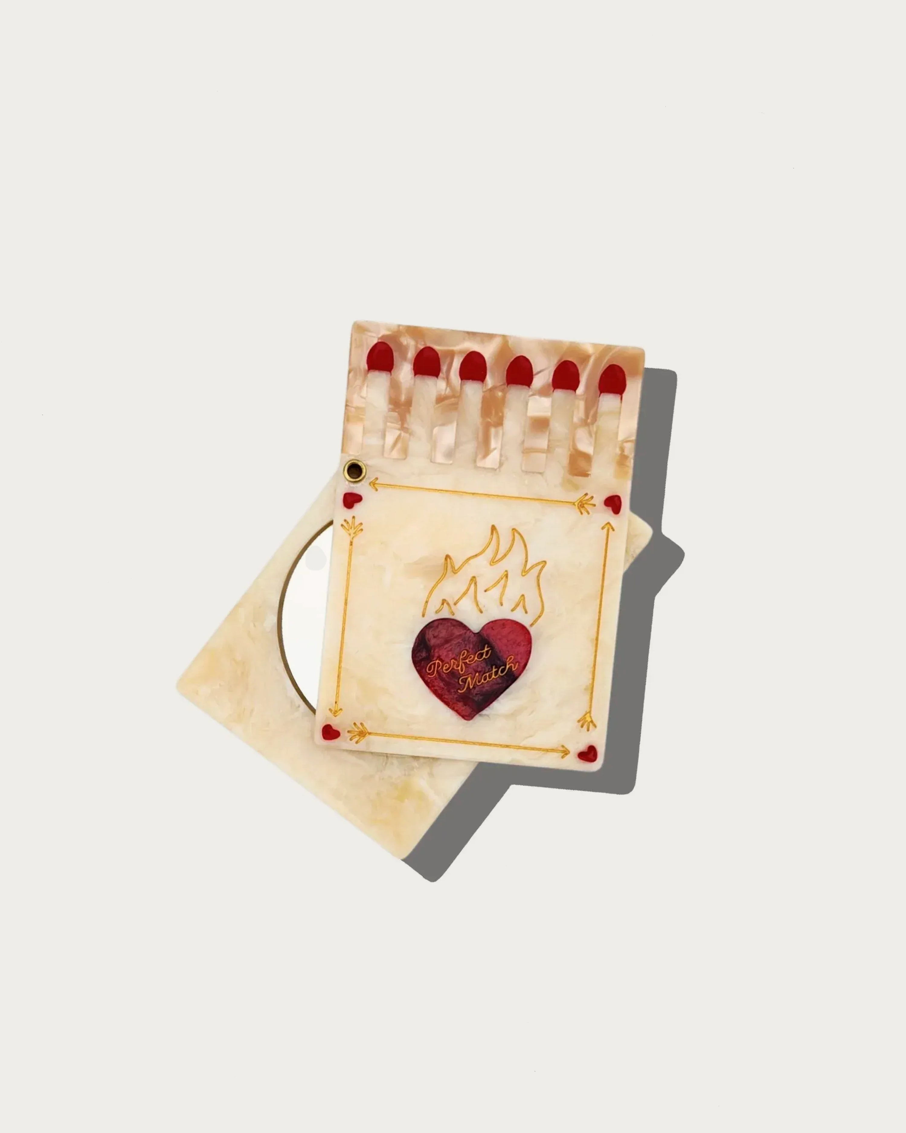 Hand-painted Matchbox Compact Mirror