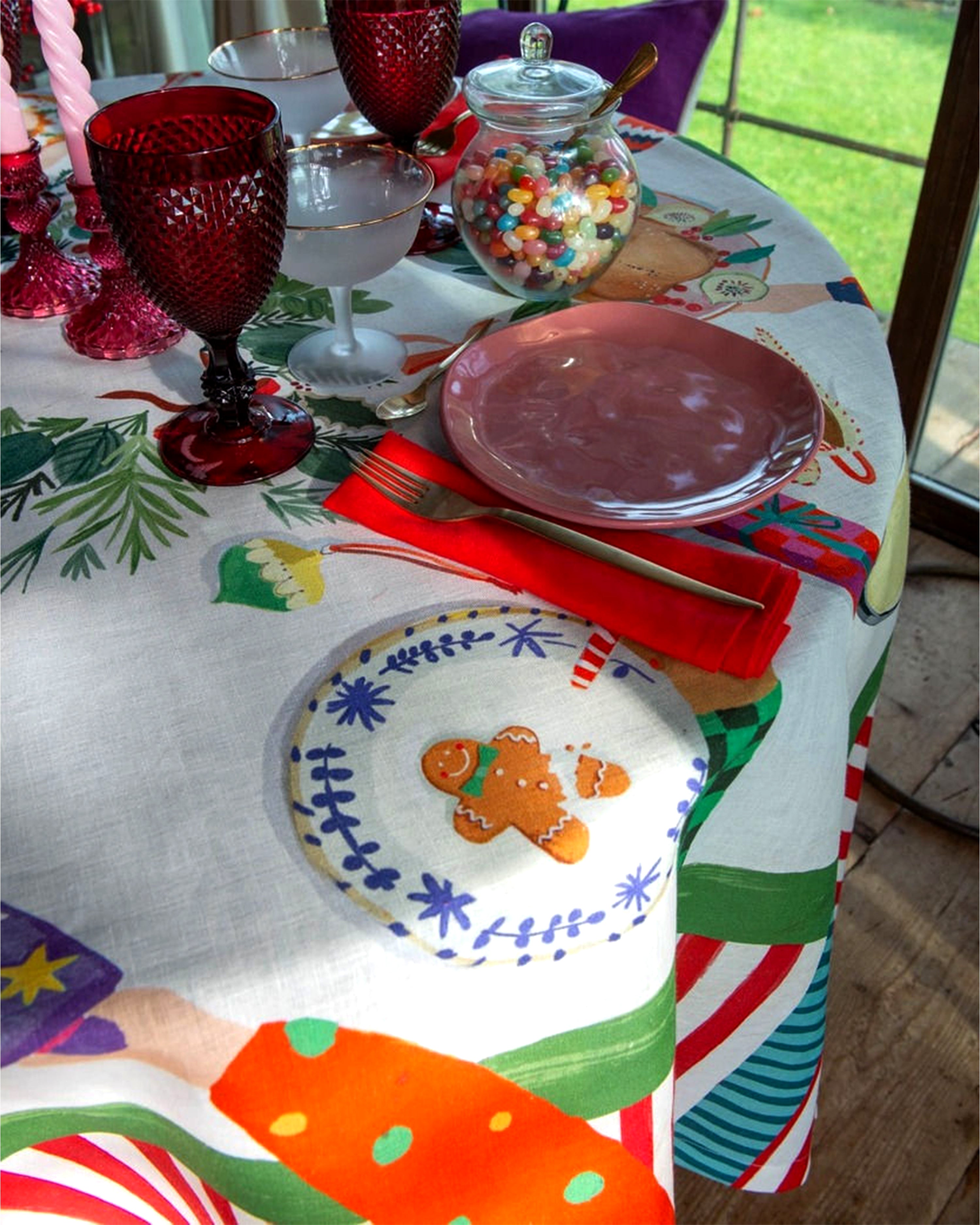 Hand On Xmas Tablecloth