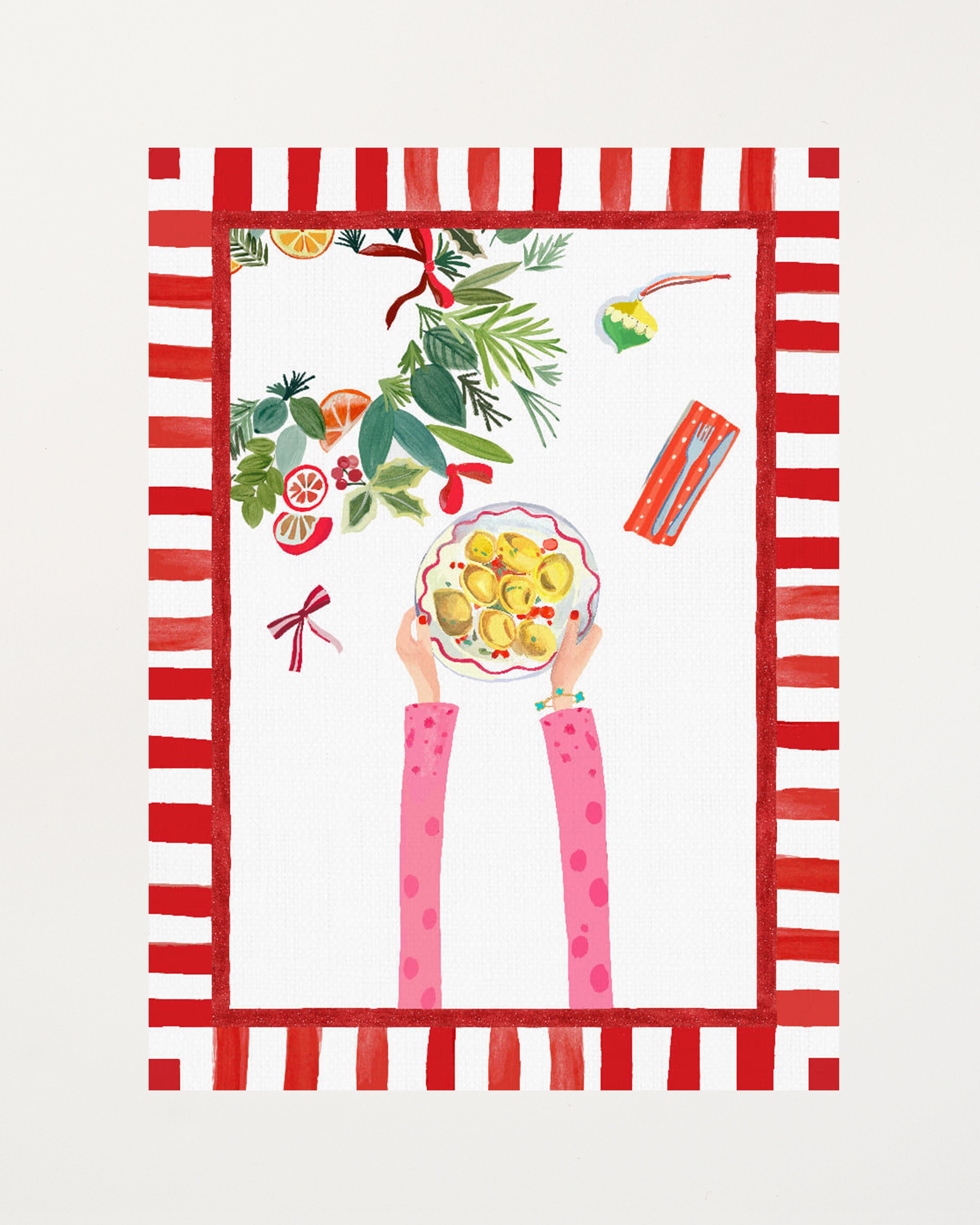 Hand On Xmas Tortellini Kitchen Towel 50x70cm