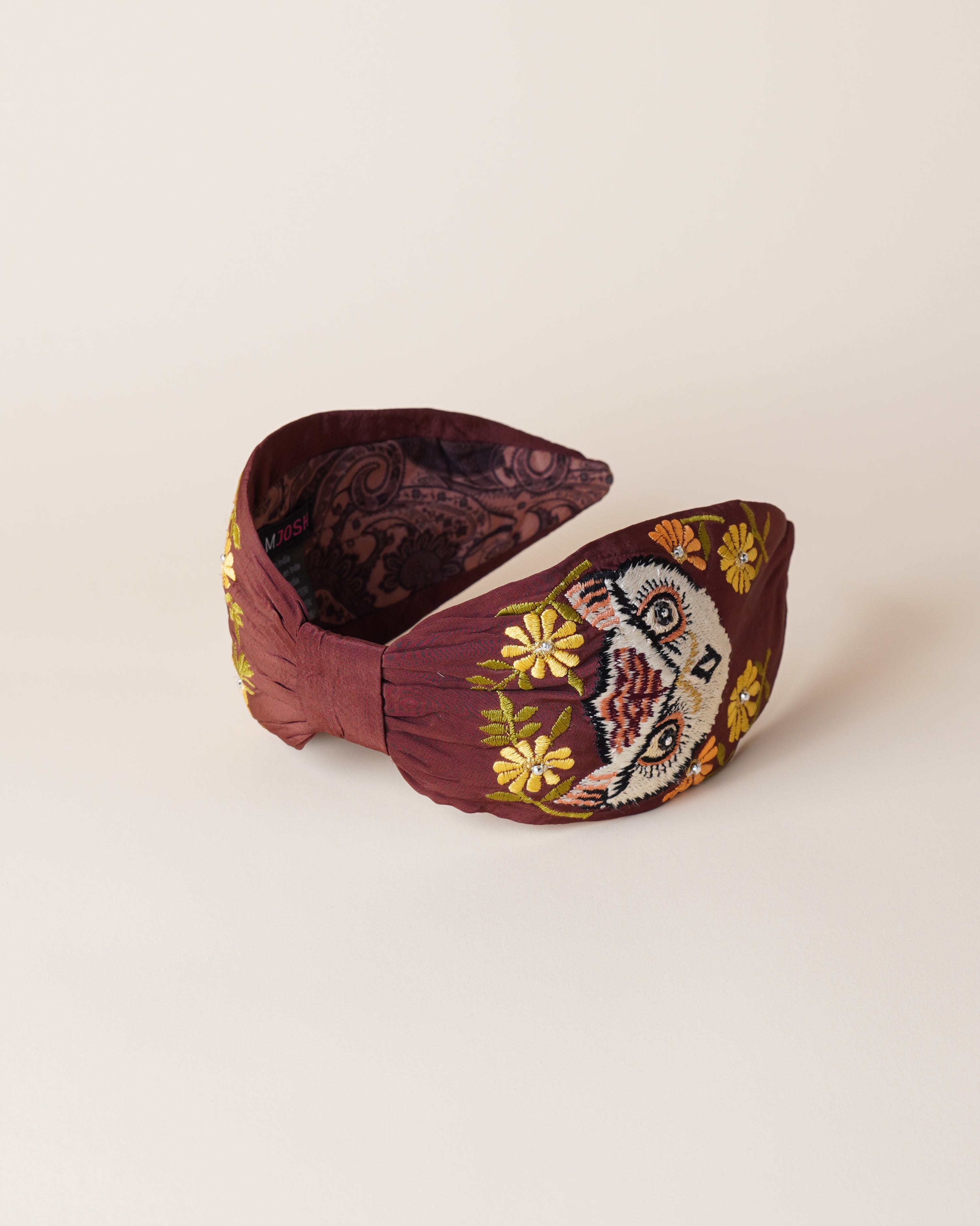 Headband Owl/Burgundy